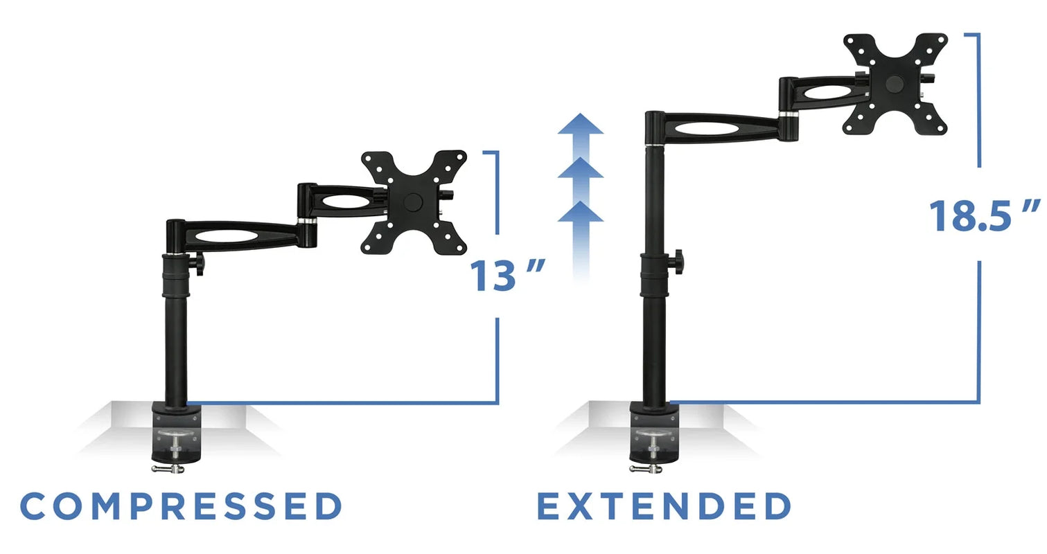 Single Monitor Desk Mount Arm | Full Motion Monitor Mount | Fits 21-30 Inch Screens
