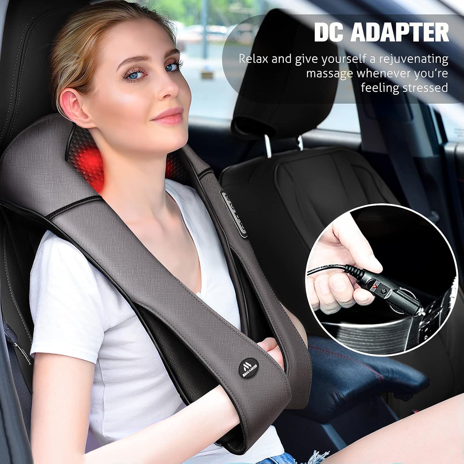 MagicMakers Neck Massager with Heat - Shiatsu Kneading Back & Shoulder Massager for Pain Relief & Muscle Soreness