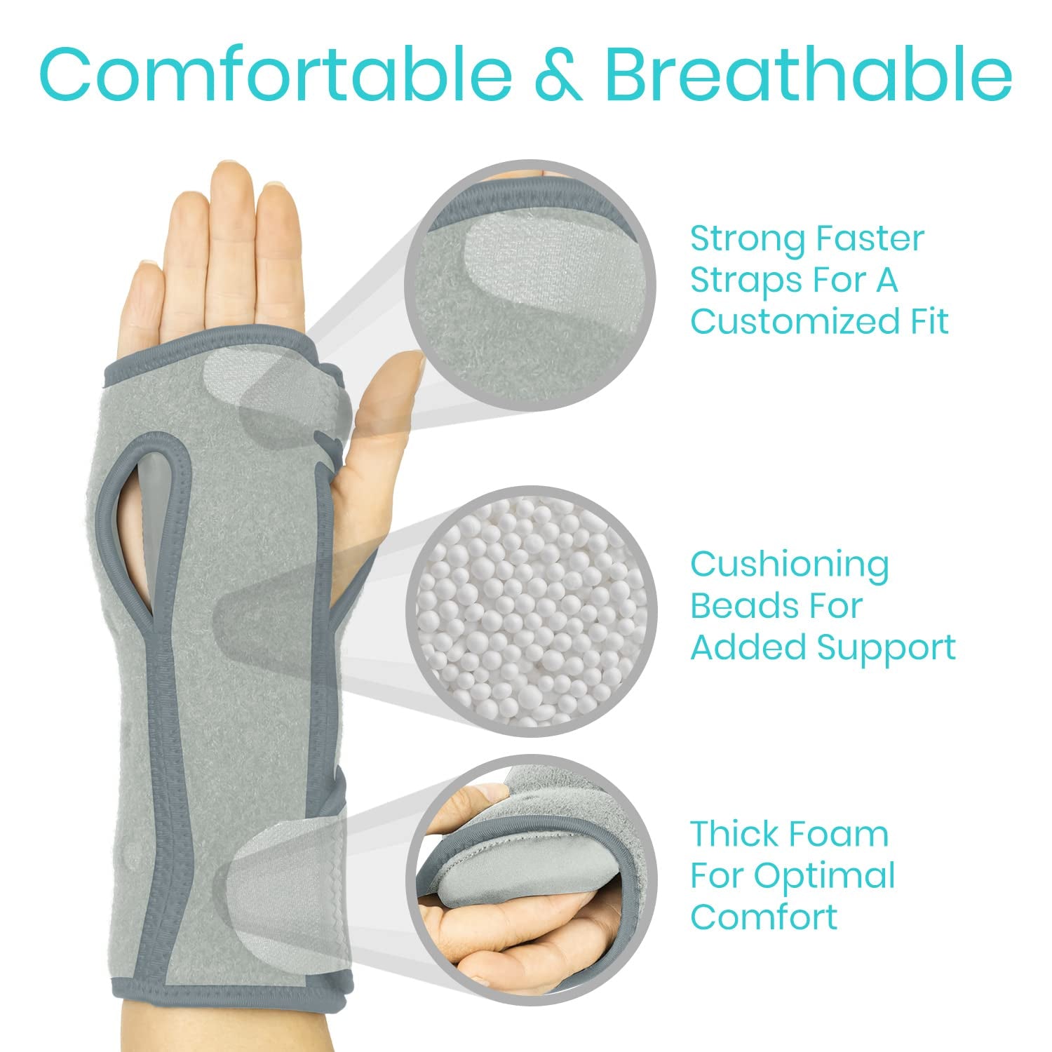 Night Wrist Splint Brace - Left, Right Hand Sleep Support Wrap - Breathable & Lightweight Cushion Compression Arm Stabilizer for Carpal Tunnel, Men, Women, Kids, Tendonitis, Sports Pain