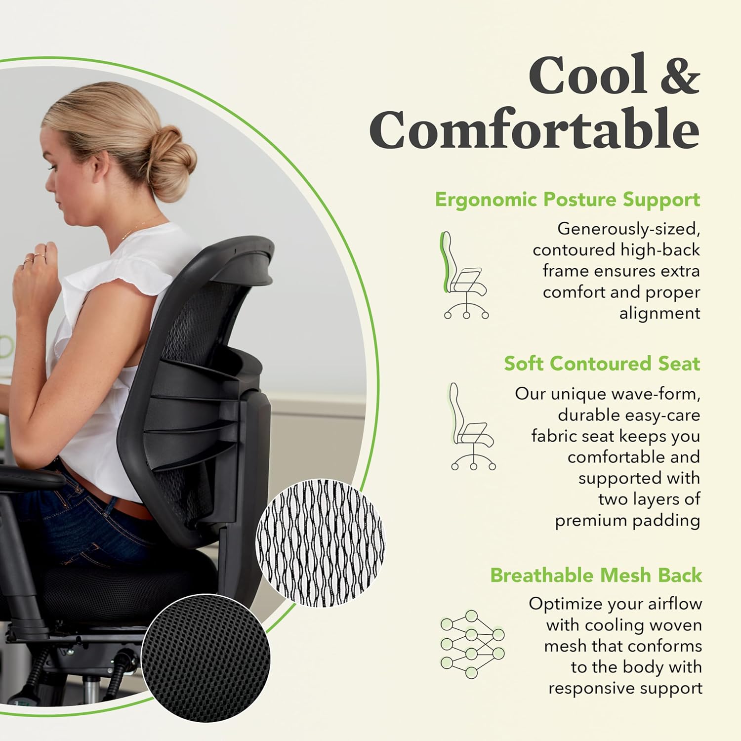 HON Prominent Mesh Ergonomic Office Chair with Adjustable Arms, Back Support, 360° Swivel Task Chair for Computers, Desk, Home Office, ASynchro-Tilt Recline
