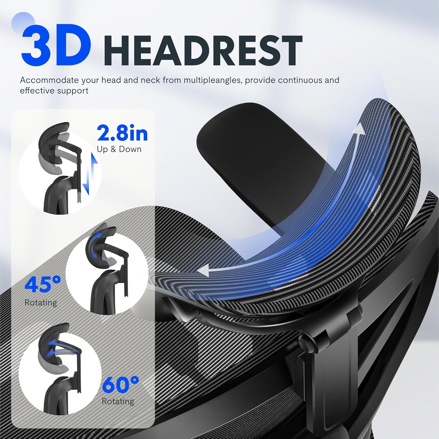 FLEXISPOT ErgoX Premium Ergonomic Office Chair with Footrest- Adjustable 3D Armrests, Dynamic Lumbar Support, Recline & Tilt Function, Mesh Seat, for Home & Office Use