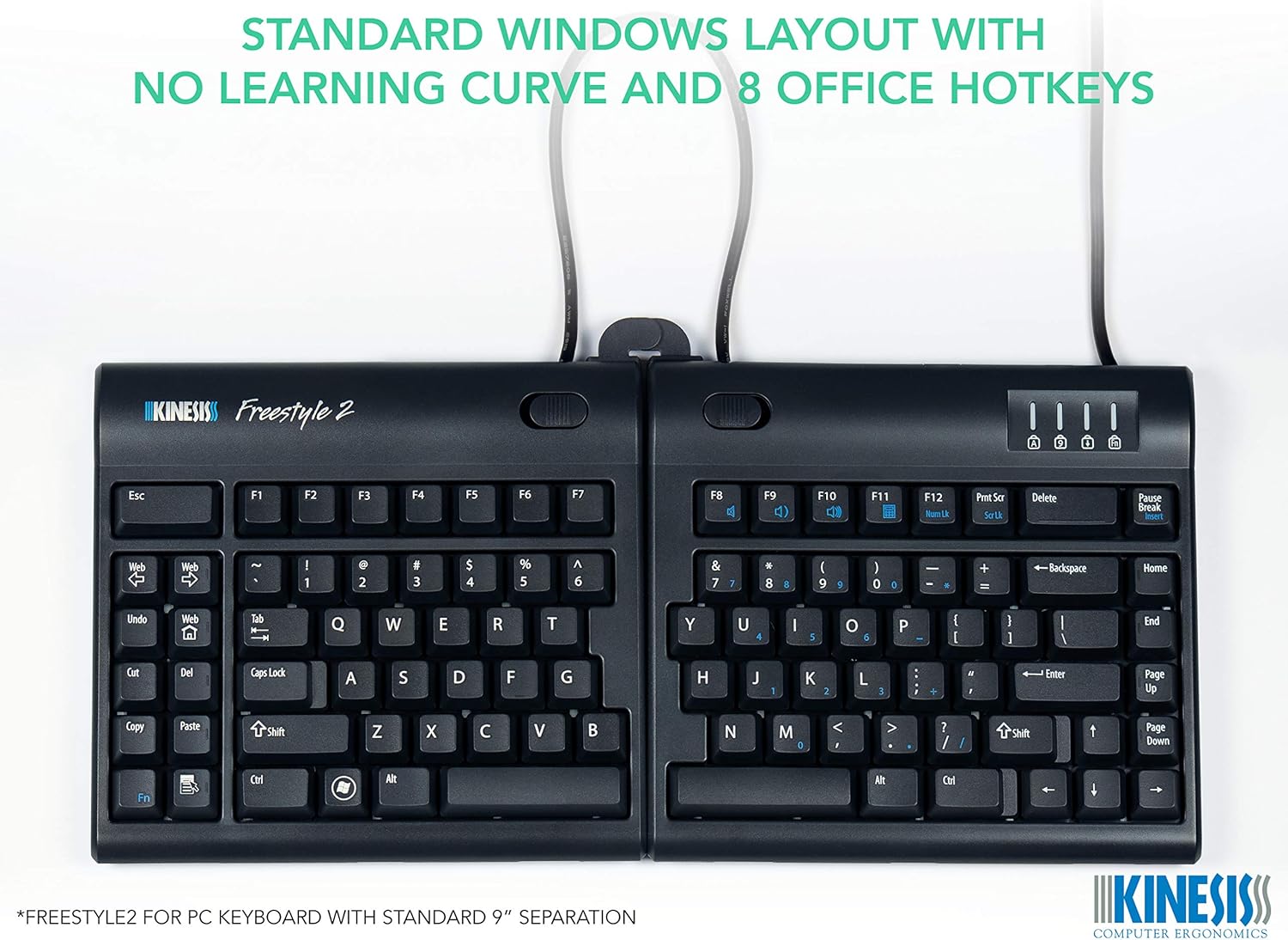KINESIS Freestyle2 Ergonomic Keyboard with VIP3 Lifters