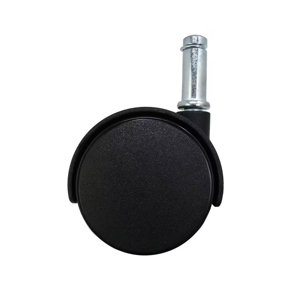 2 In. Black Plastic and Steel Twin Wheel Swivel Friction Grip Stem Office Chair Caster with 75 Lb. Load Rating