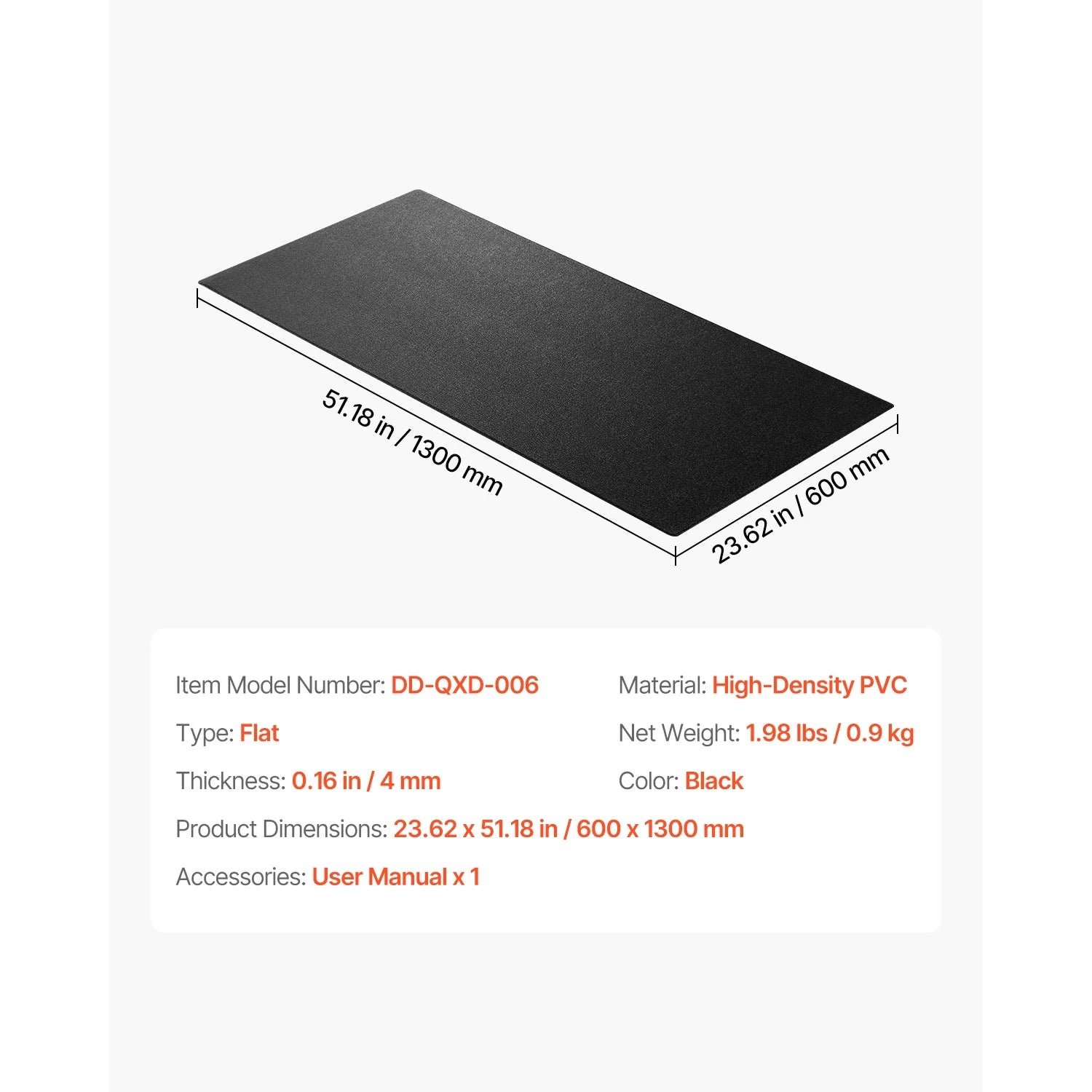 Treadmill Mat for Carpet, 23.62" X 51.18" X 0.16" Exercise Equipment Mat for Elliptical and Walking Pad, Durable PVC Floor Protector, Waterproof and Non-Slip for Home Gym Use