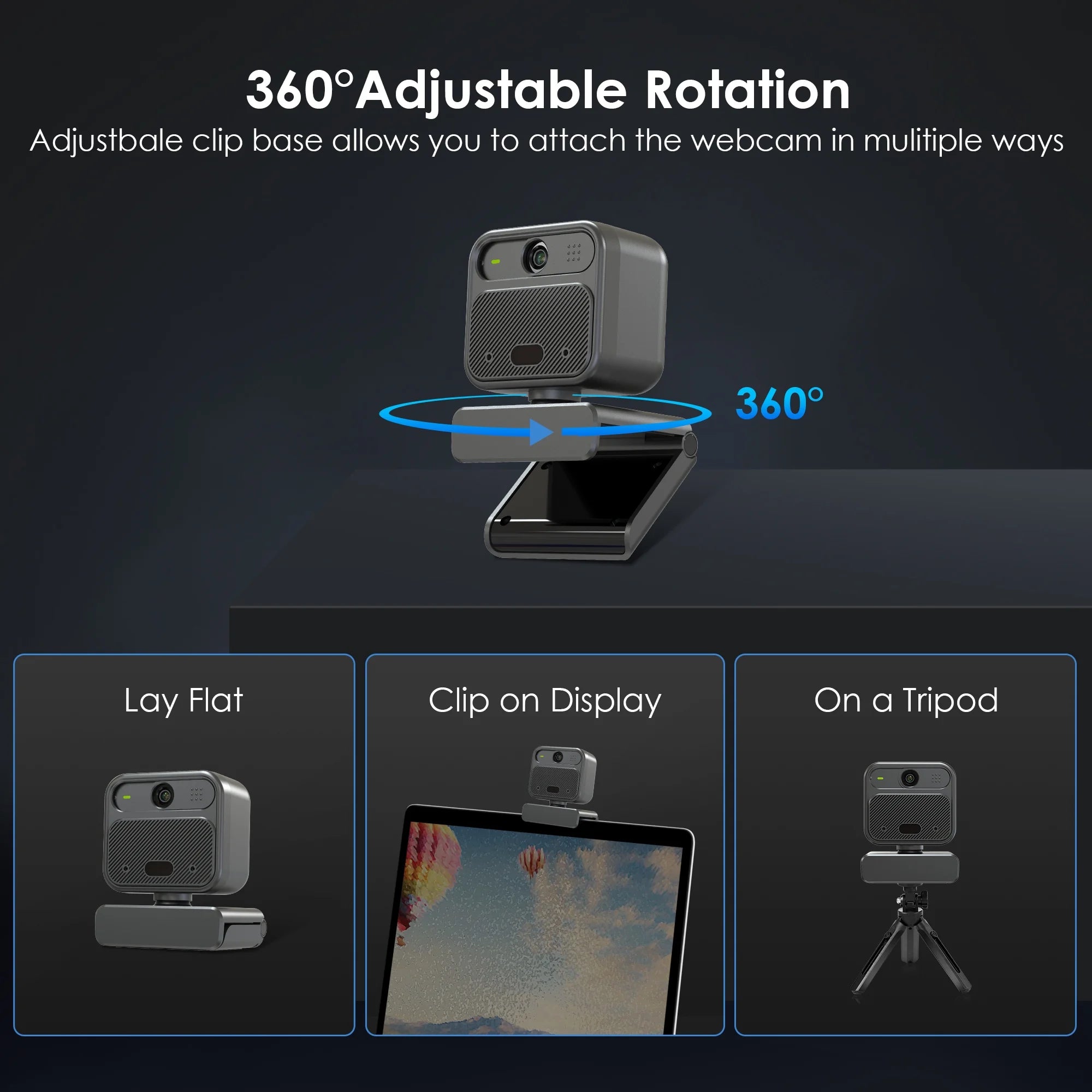 4K EPTZ Webcam with Dual Microphones, Zoom Remote, Precisefocus, USB for PC, Laptop, Switch 2, Conference, Video Streaming