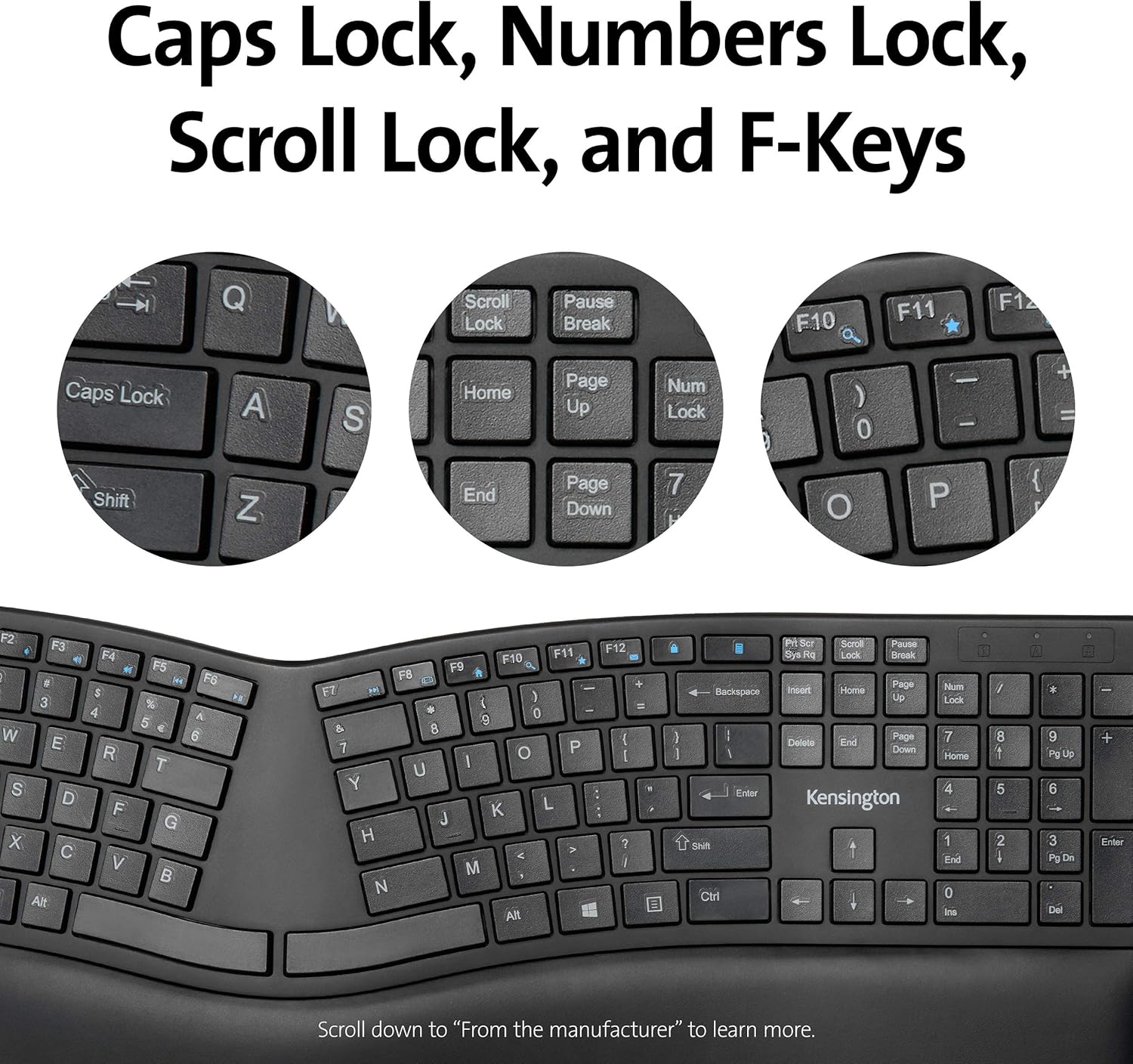 Kensington Pro Fit Ergonomic Wireless Keyboard with Bluetooth