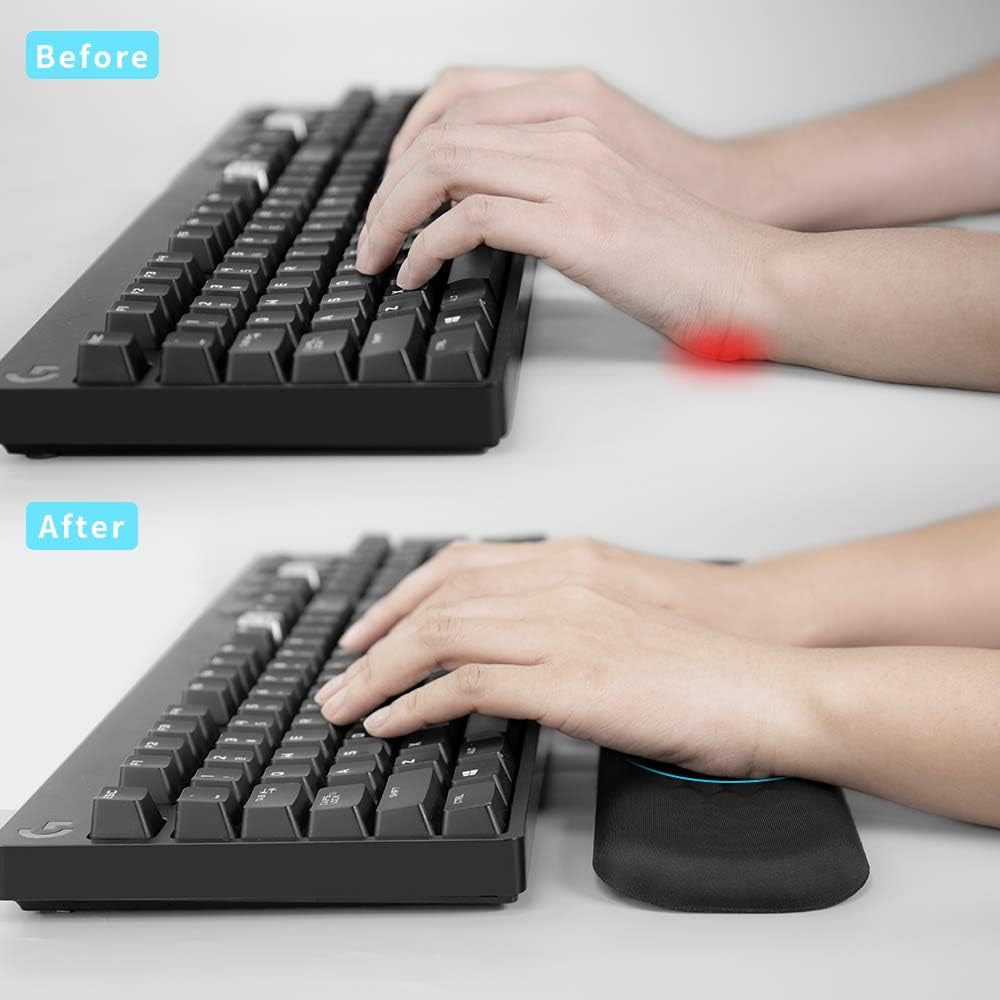 60%-75% Keyboard Wrist Rest, Memory Foam Hand Rest Support Pad Padded for Office, Computer, Laptop, Mac Typing and Wrist Pain Relief and Repair(14.17Inch,Black)