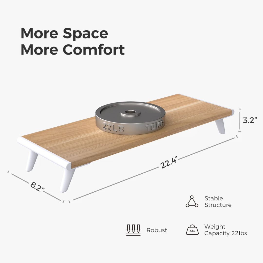 LOUKIN Monitor Stand Riser for Desk, 22.4" x 8.3" Larger Computer Stand for Laptop, PC, Printer
