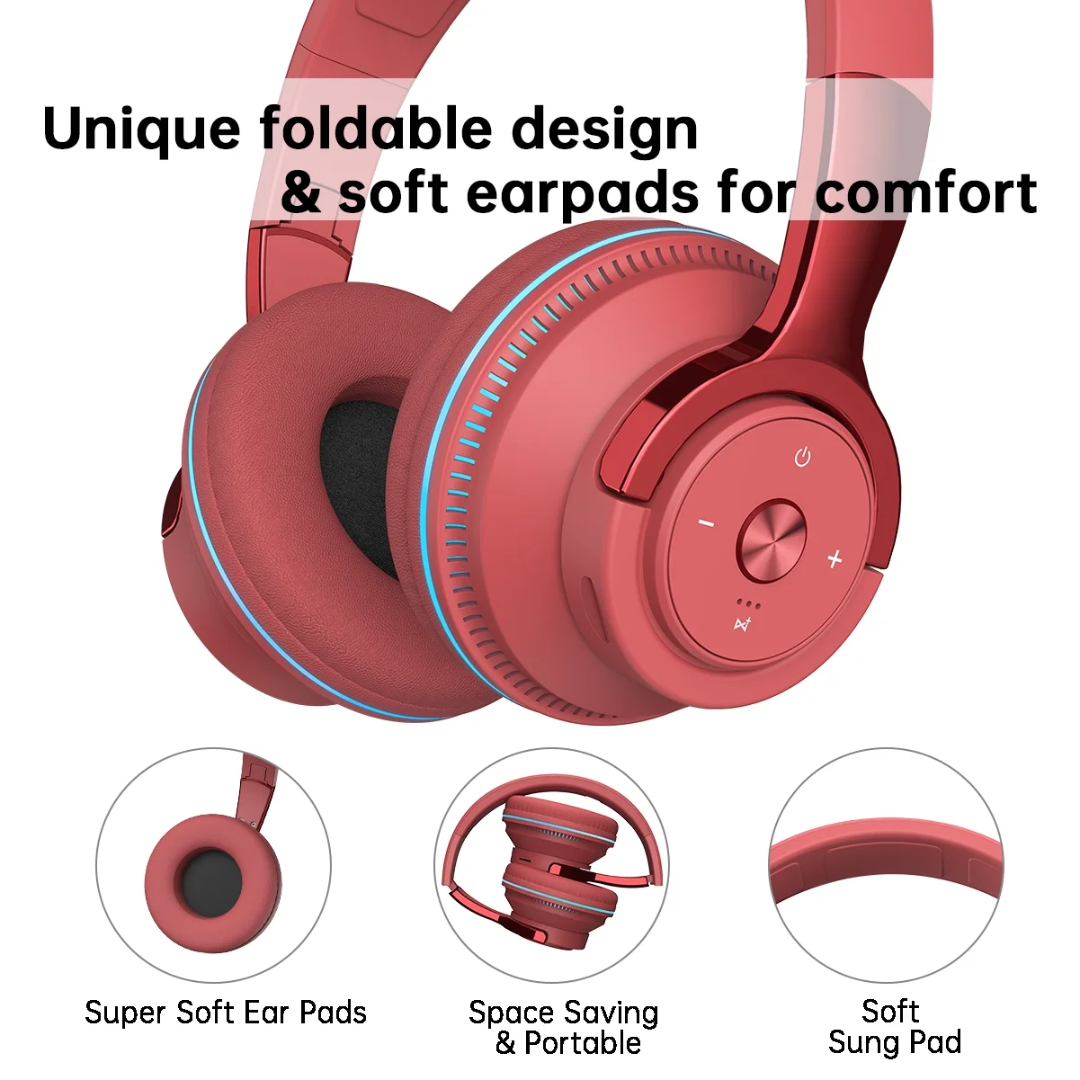 Cshidworld Wireless On-Ear Headphones - HiFi Stereo Bass, Foldable with Wired Mode, Noise Isolating with Mic & Volume Control for Computer, Laptop & Mobile