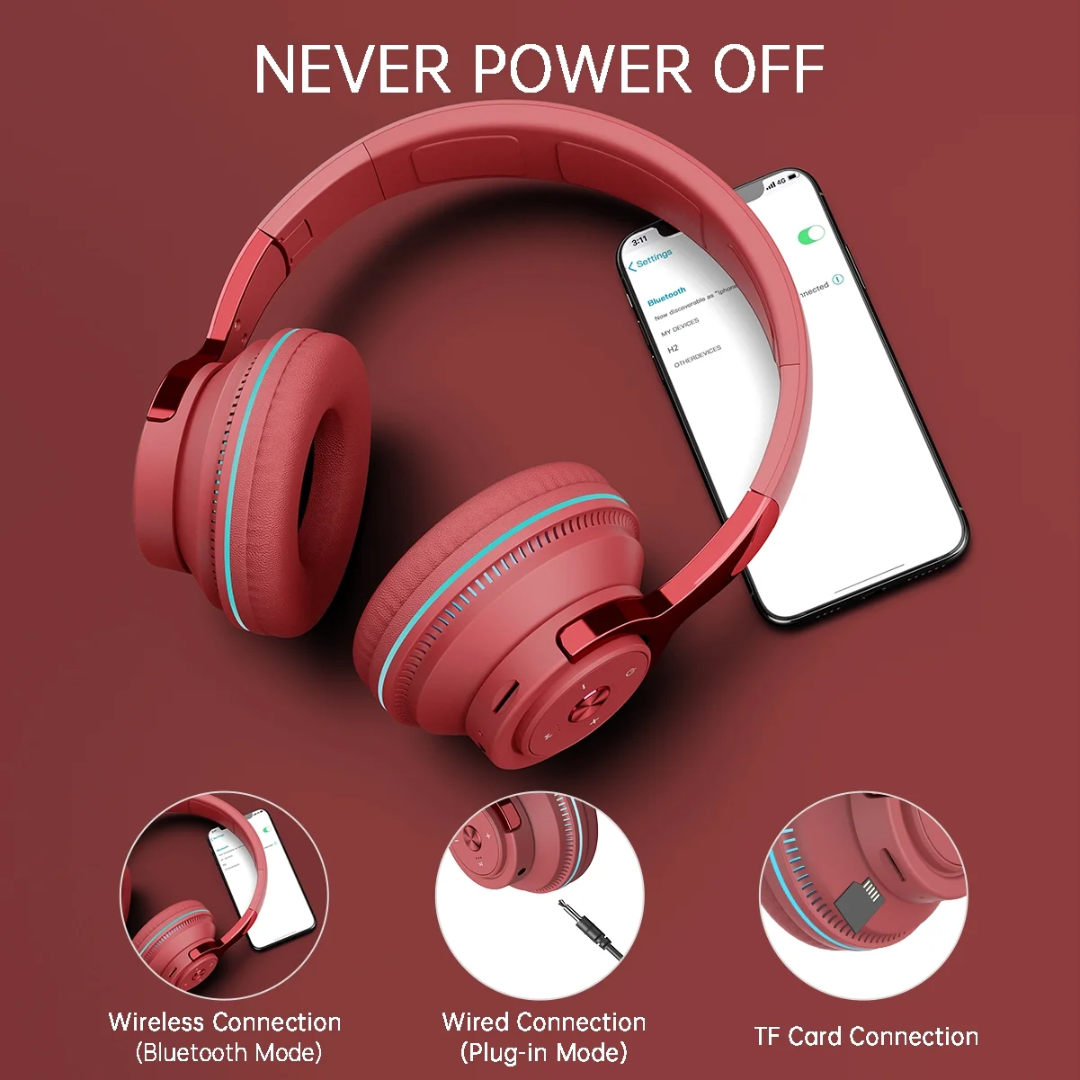 Cshidworld Wireless On-Ear Headphones - HiFi Stereo Bass, Foldable with Wired Mode, Noise Isolating with Mic & Volume Control for Computer, Laptop & Mobile