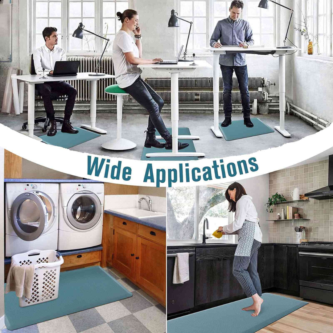 Carvapet Anti-Fatigue Floor Mat Cushioned Kitchen Comfort Mat, Waterproof Non-Slip Standing Desk Foam Mats and Rugs, Teal, 17.3"x39"