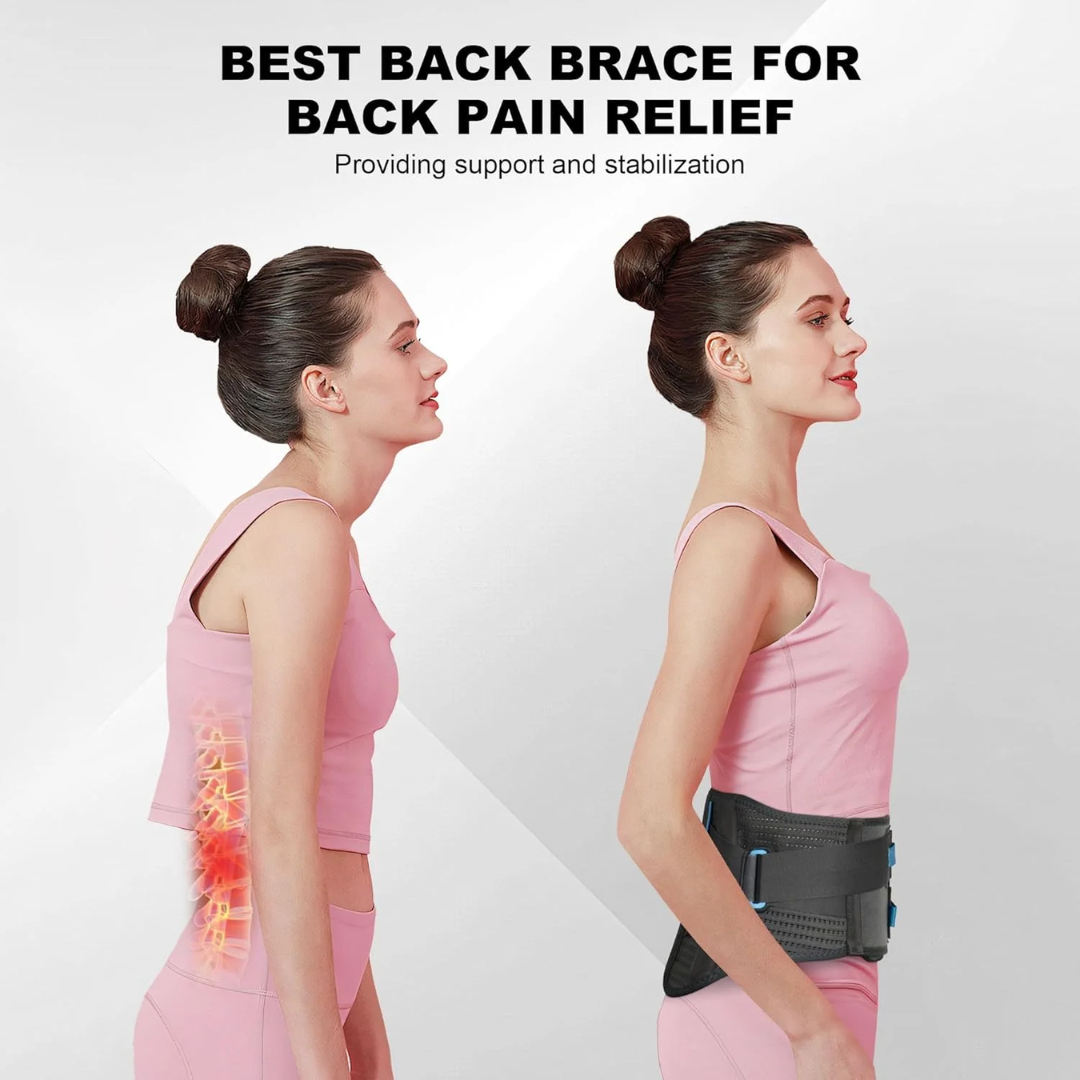 Timtakbo Back Brace for Lower Back Pain - Lumbar Support with Dual Adjustable Straps for Men & Women, Herniated Disc & Sciatica Relief (L/XL: 29.5"-37.5")