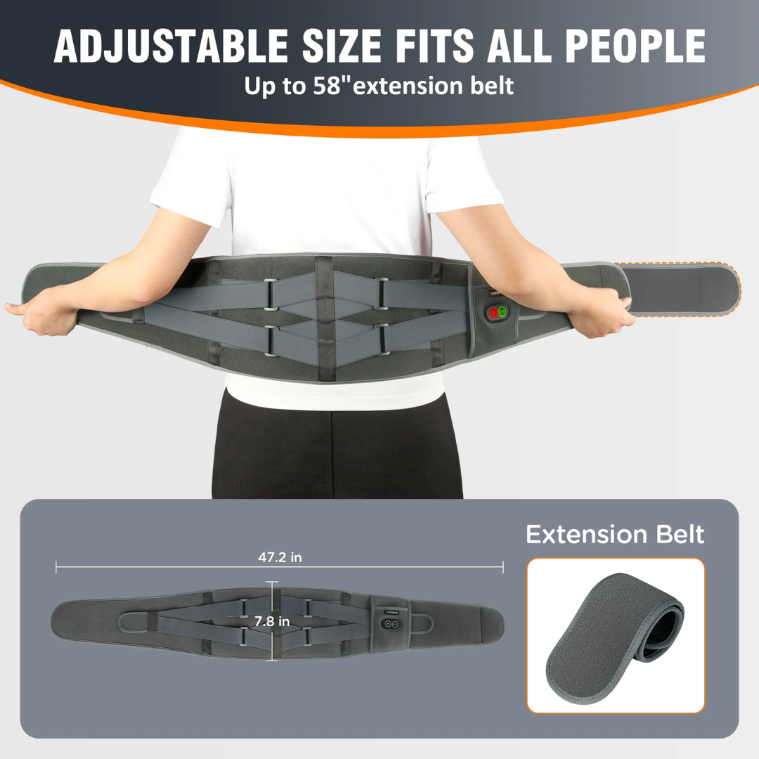 Comfytemp Battery-Powered Waist Belt with Heating and Massage (Grey)