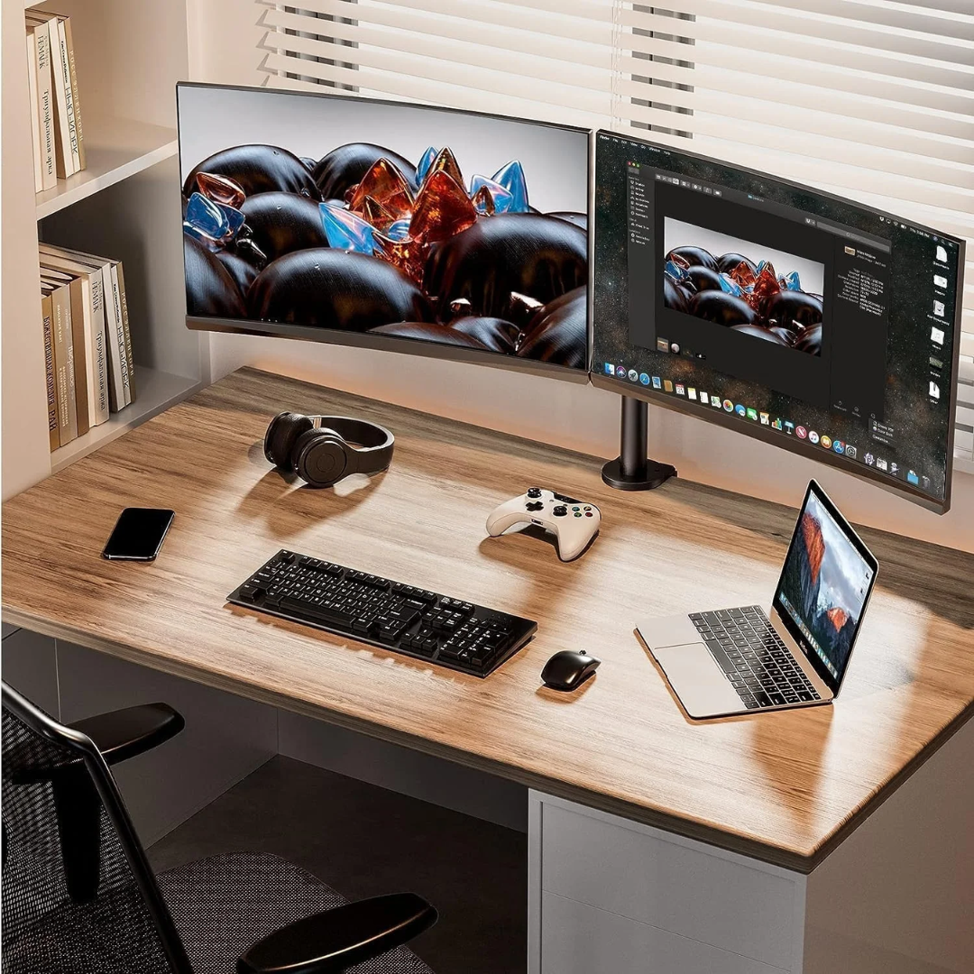 Dual Monitor Stand for 13"-32" Screens - Fully Adjustable Monitor Mount, Up to 17.6 lbs per Arm