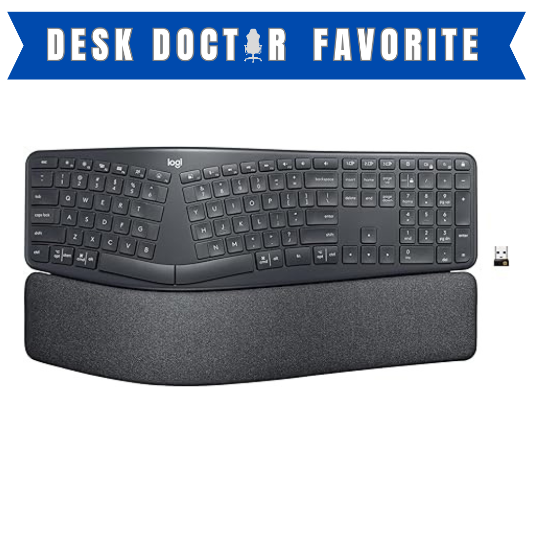 Logitech ERGO K860 Wireless Ergonomic Keyboard - Split Keyboard, Wrist Rest, Natural Typing, Stain-Resistant Fabric, Bluetooth and USB Connectivity, Compatible with Windows/Mac, Black