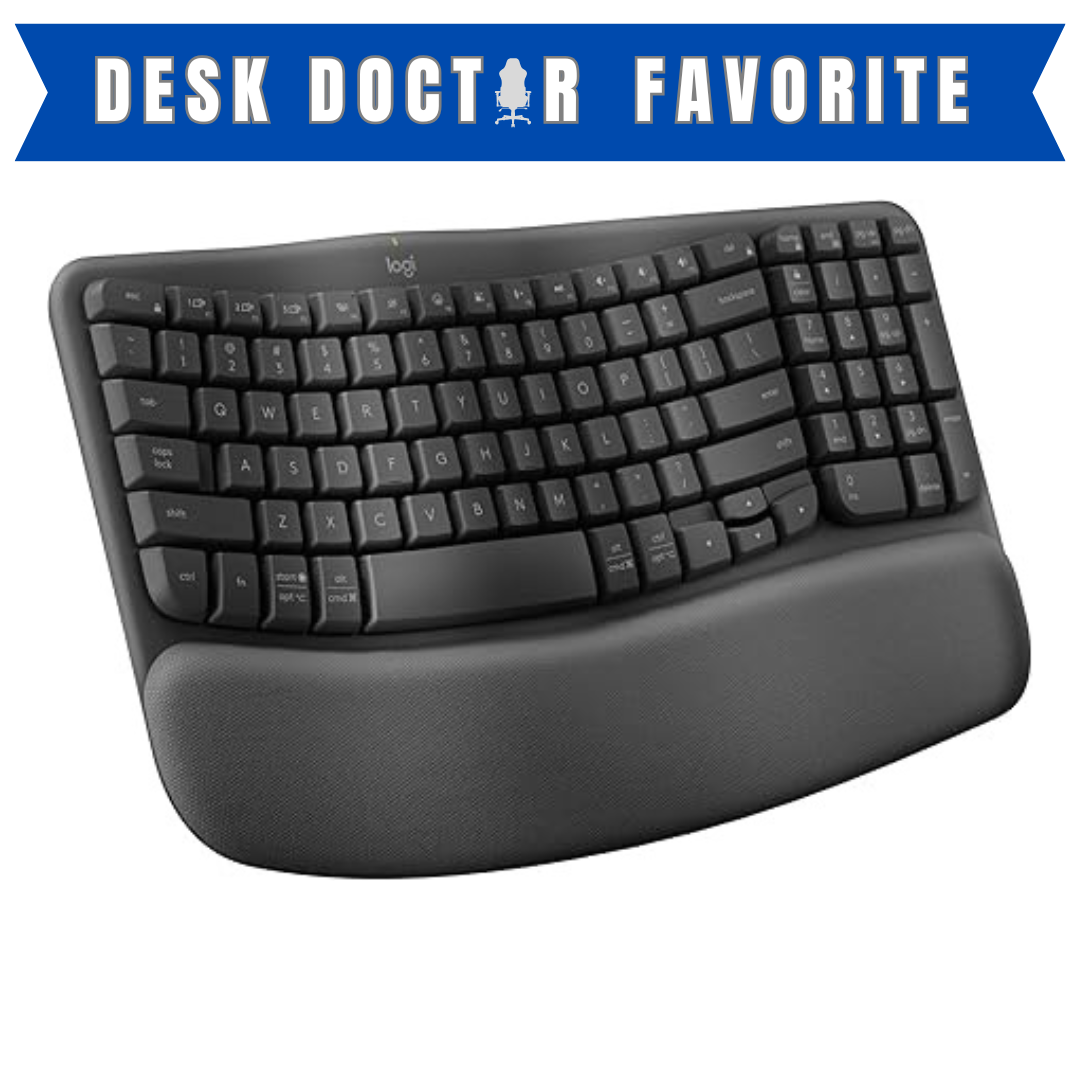 Logitech Wave Keys Wireless Ergonomic Keyboard with Cushioned Palm Rest, Comfortable Natural Typing, Easy-Switch, Bluetooth, Logi Bolt Receiver, for Multi-OS, Windows/Mac - Graphite