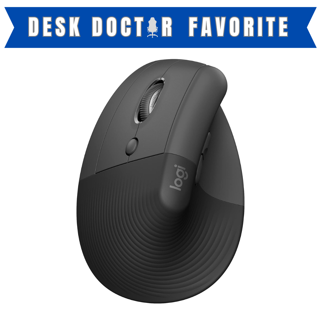 Logitech Lift Vertical Ergonomic Mouse, Wireless Bluetooth or USB Receiver, Quiet Clicks, 4 Buttons, Left Hand Wireless Mouse, Windows/macOS/iPadOS, Laptop, PC
