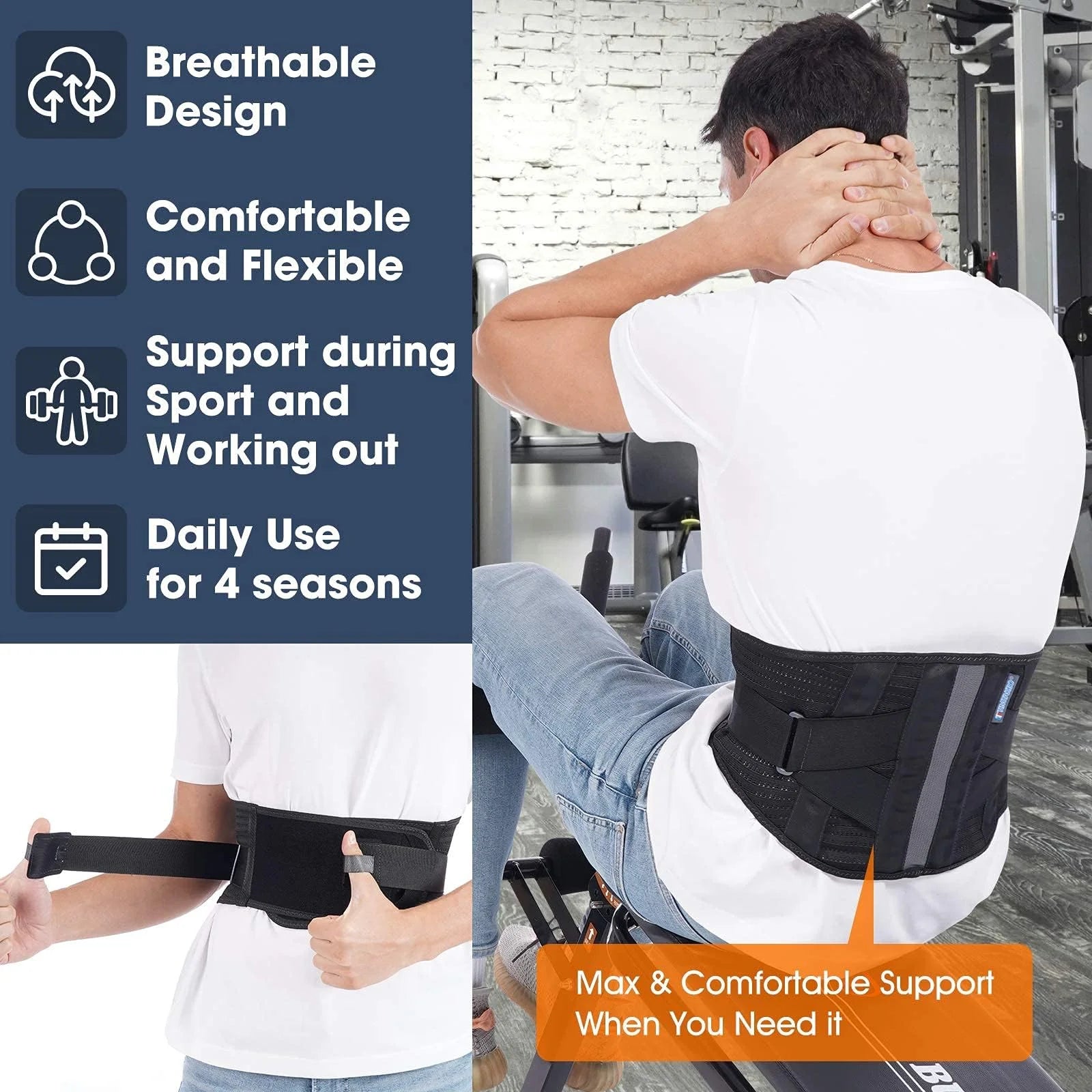 Back Brace for Lower Back Pain Women, Back Support Belt for Men,Back Support Brace for Lifting at Work, Brace for Pain Relief, Herniated Disc, Sciatica, Scoliosis and More (Black,S/M Fit 23