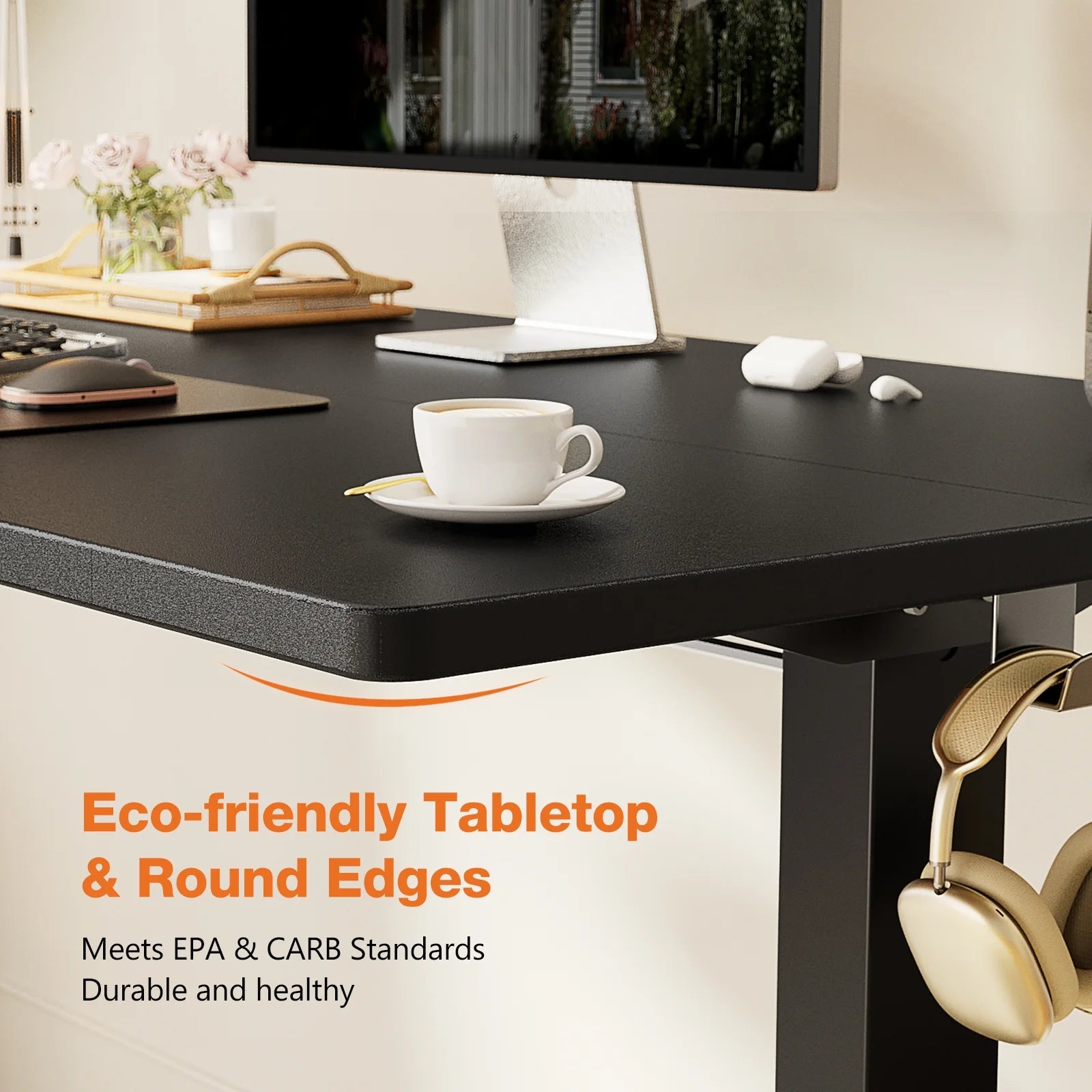 Electric Standing Desk, 55''X24'' Height Adjustable Desk, Home Office Desk with Electric Lift, Sit Stand Desk Workstation for Home Office, Black