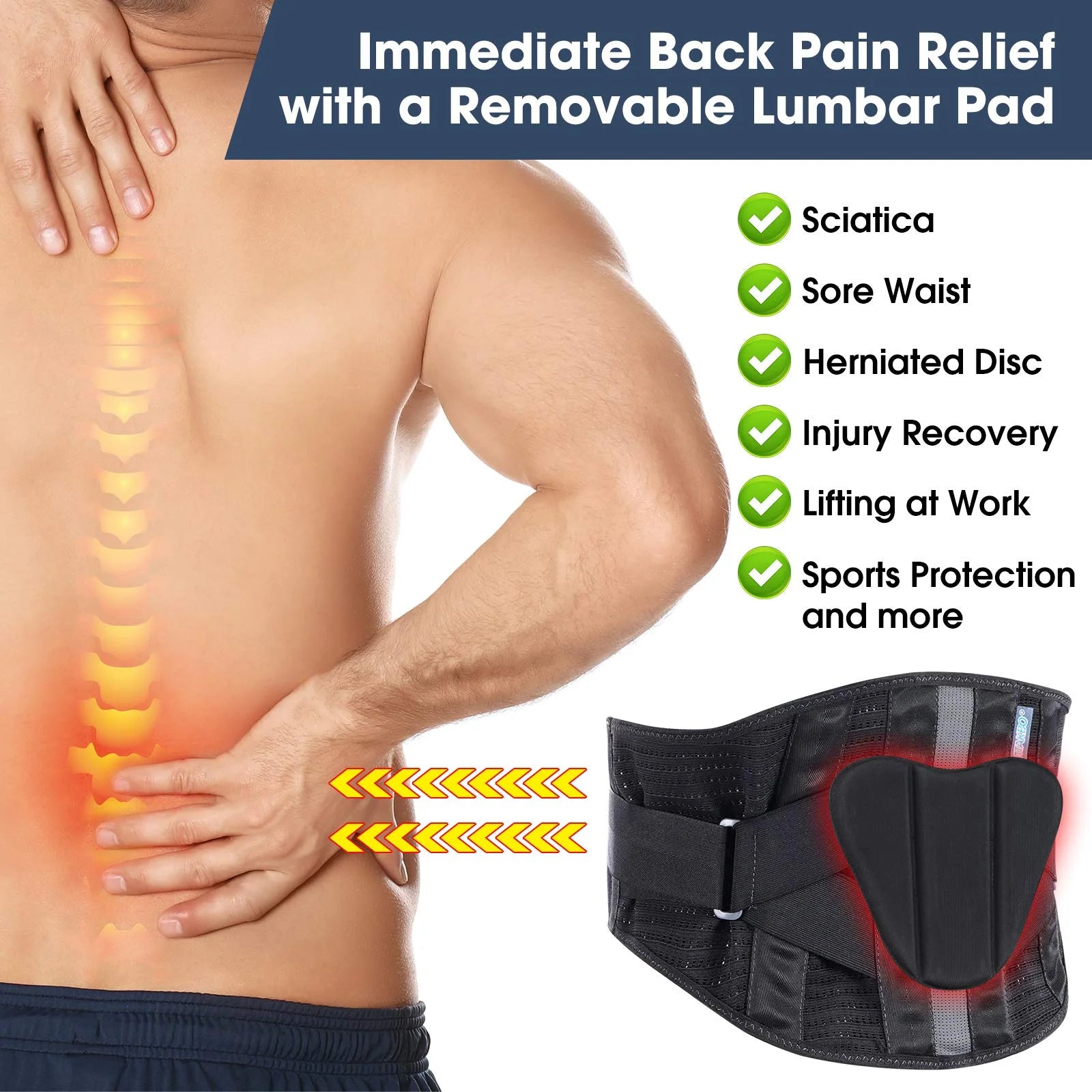 3X plus Size Back Brace Support Belt, Lower Back Brace for Pain Relief, Back Support Brace for Lifting at Work, Scoliosis Pain Relief Brace (Black, XXXL Fits 47”-55” Belly Wais