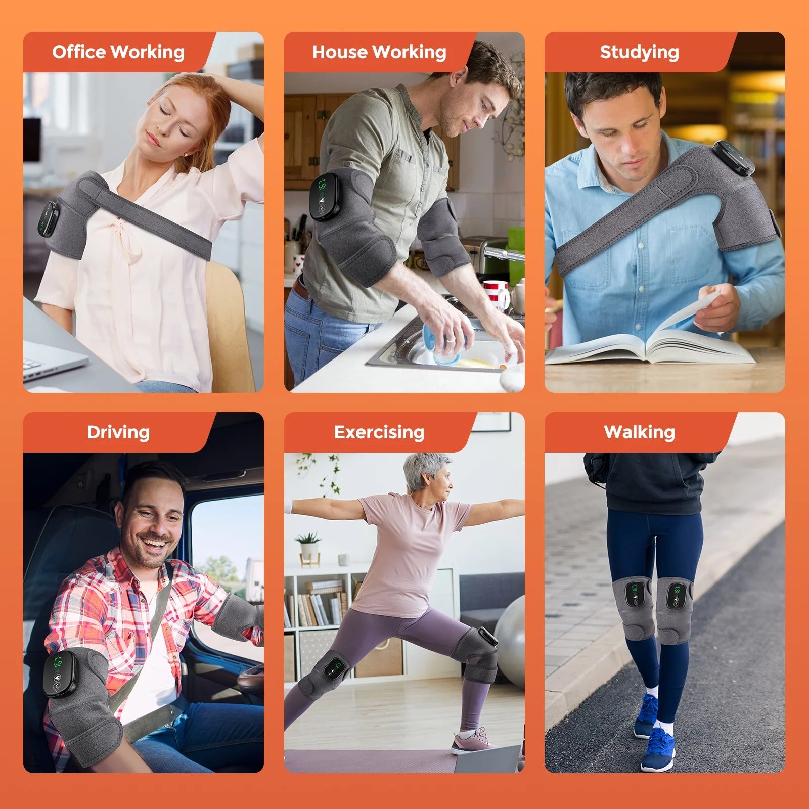 Cordless Knee Massager with Heated Vibration ,Heated Shoulder Knee Brace Wrap for Relax, Eletric Knee Heating Pad for Men Women,Heating Pad for Shoulder Knee 3 Adjustable Vibrations and Heating Modes