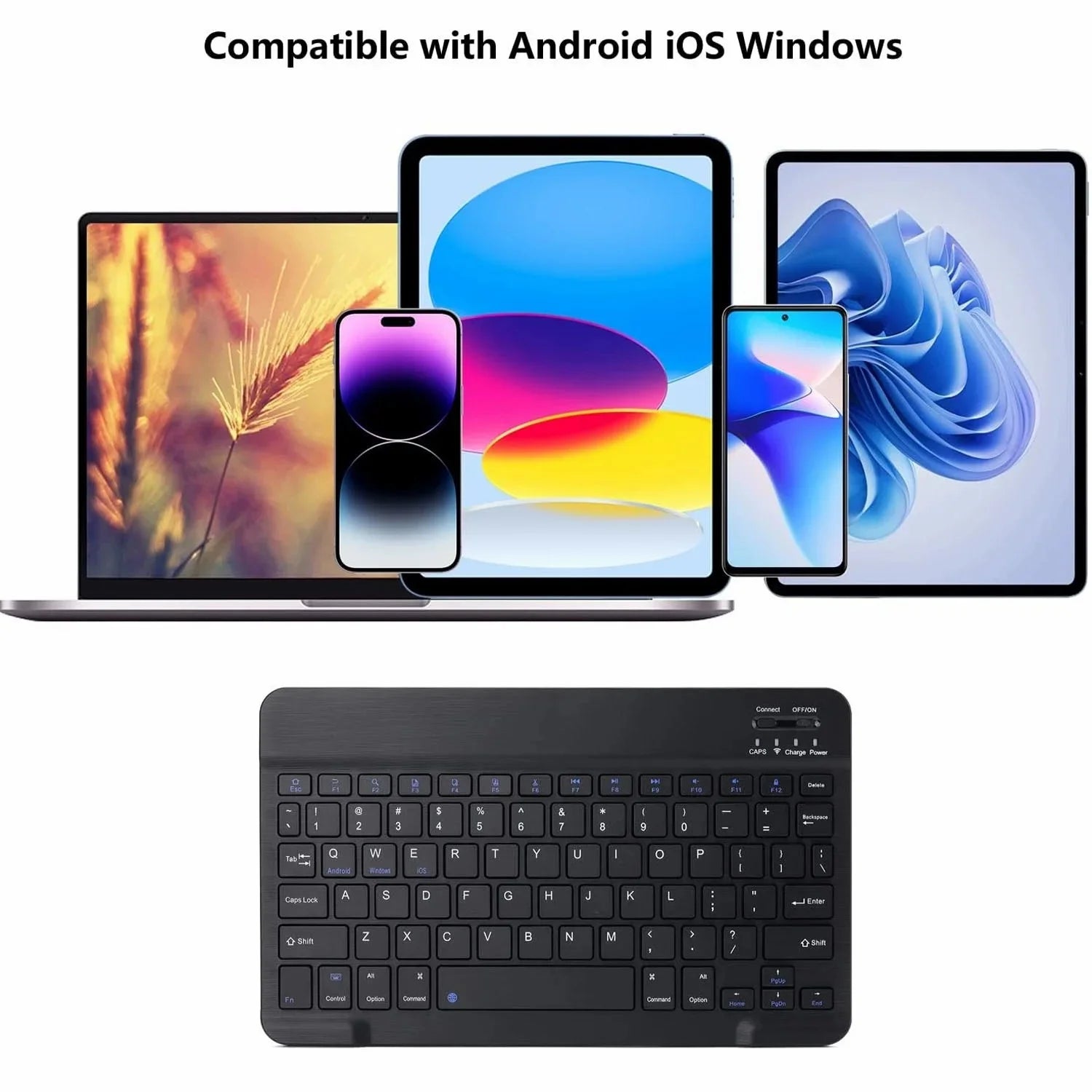 Ultra-Slim Rechargeable Bluetooth Keyboard Portable Compact Wireless Keyboard for Android Windows Samsung Galaxy Tab Tablet Smartphone Cell Phone Ios Iphone Ipad,(Black)