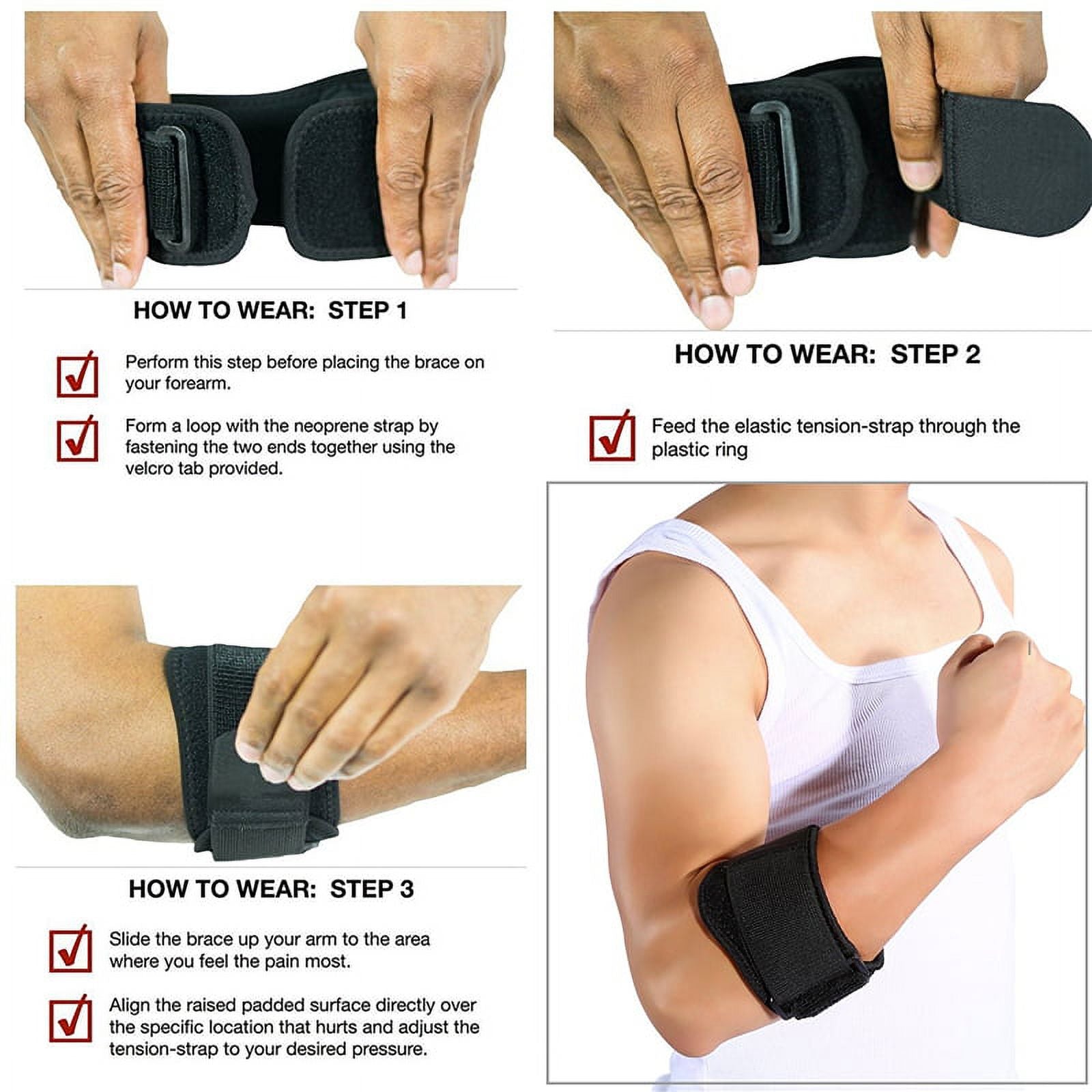 Comfortable Adjustable Elbow Support Band Wrap Neoprene Forearm Brace with Compression Pads Elbow Protector for Golfer Tendonitis Muscle Tissue Joint Pain Relif for Men Women