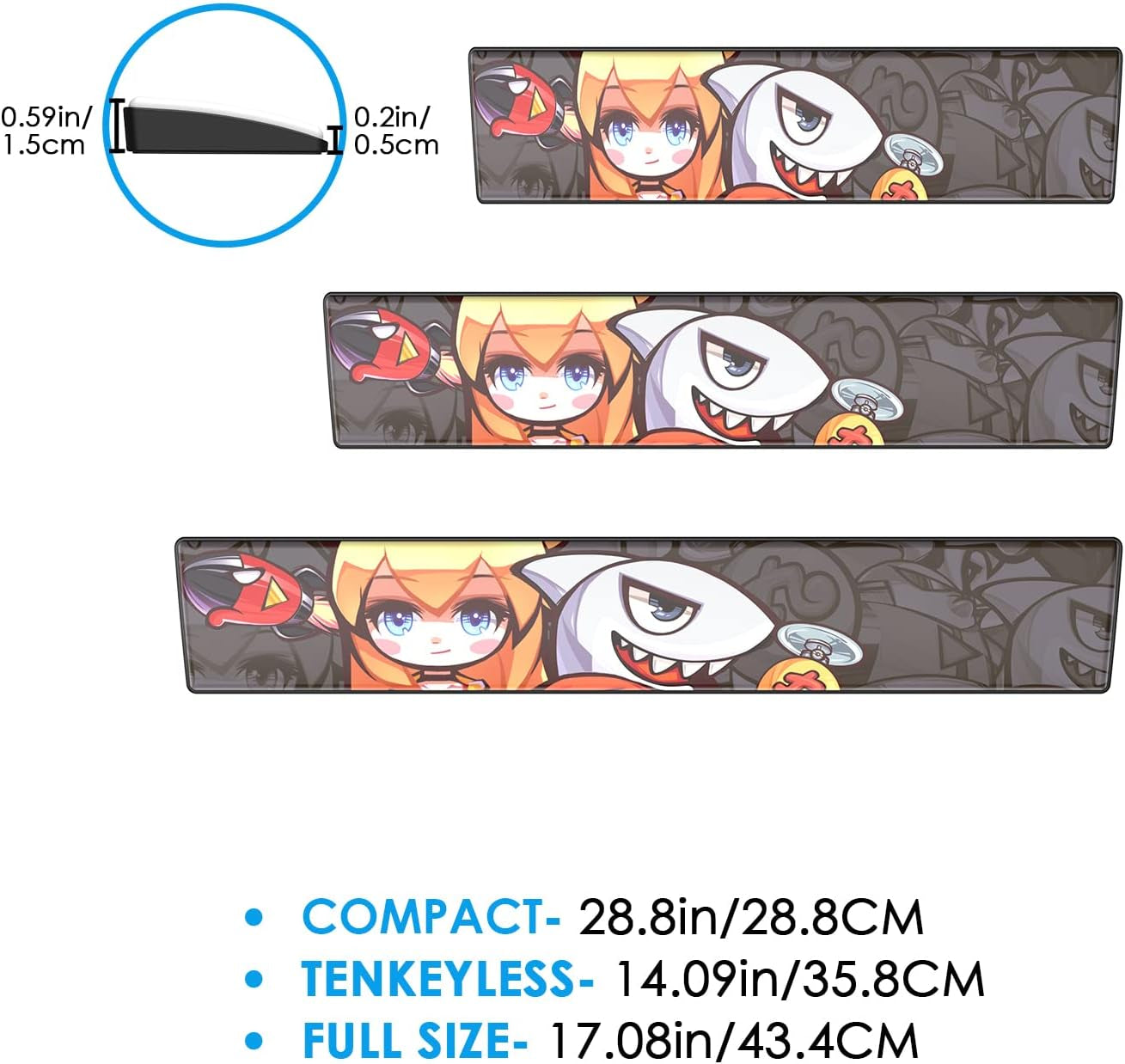 Keyboard Wrist Rest with Ergonomic Memory Foam & PU Wrist Support for Easy Typing & Pain Relief, Anti-Slip Rubber Base 80% 87Keystkl Size 14.09 X 2.75 In, 0.59 Inch (15Mm) Height