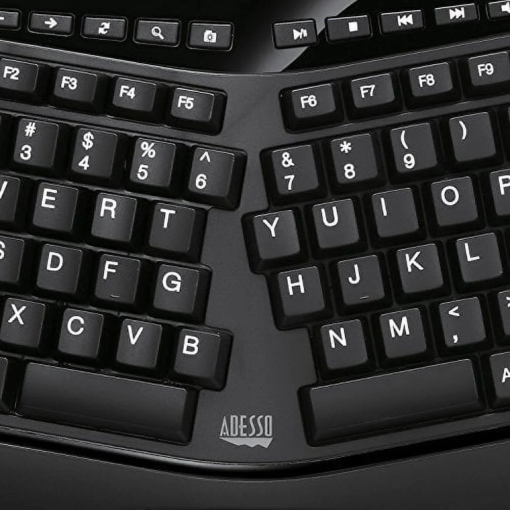 AKB-450UB - Ergonomic Keyboard with Built-In Touchpad, Wired, Multimedia Hotkeys, Split Keys Design, Built-In Palm Rest for Comfort - Compatible for PC & Windows XP/7/8/10