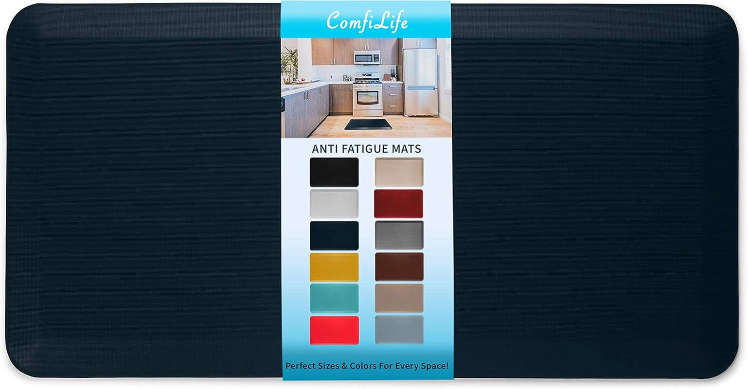 anti Fatigue Floor Mat – 3/4 Inch Thick Kitchen Mats for Floor, Standing Desk Mat, Kitchen Rug – Comfort at Home, Office – Durable – Stain Resistant – Non-Slip Bottom (24" X 70", Navy)