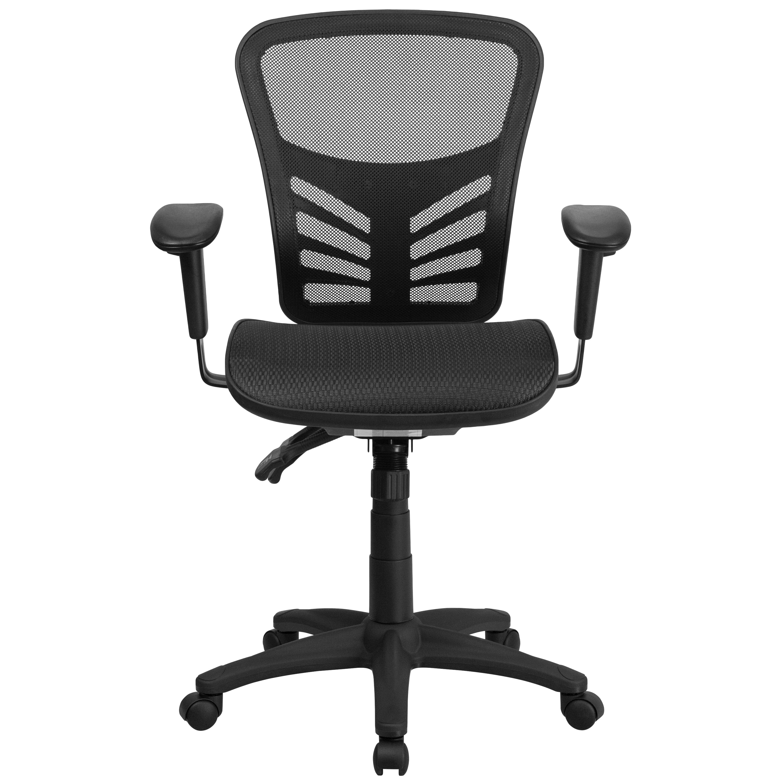 Mid-Back Transparent Black Mesh Multifunction Executive Swivel Ergonomic Office Chair with Adjustable Arms