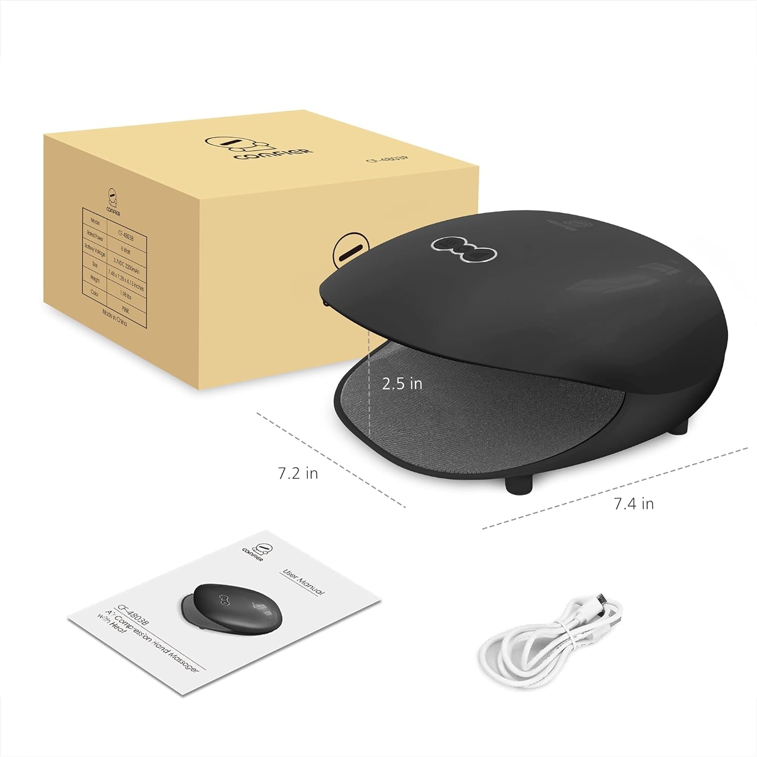 Wireless Hand Massager with Heat -3 Levels Compression & Heating,Rechargeable Hand Massager Machine for Carpal Tunnel,Ideal Gifts for Women (Black)