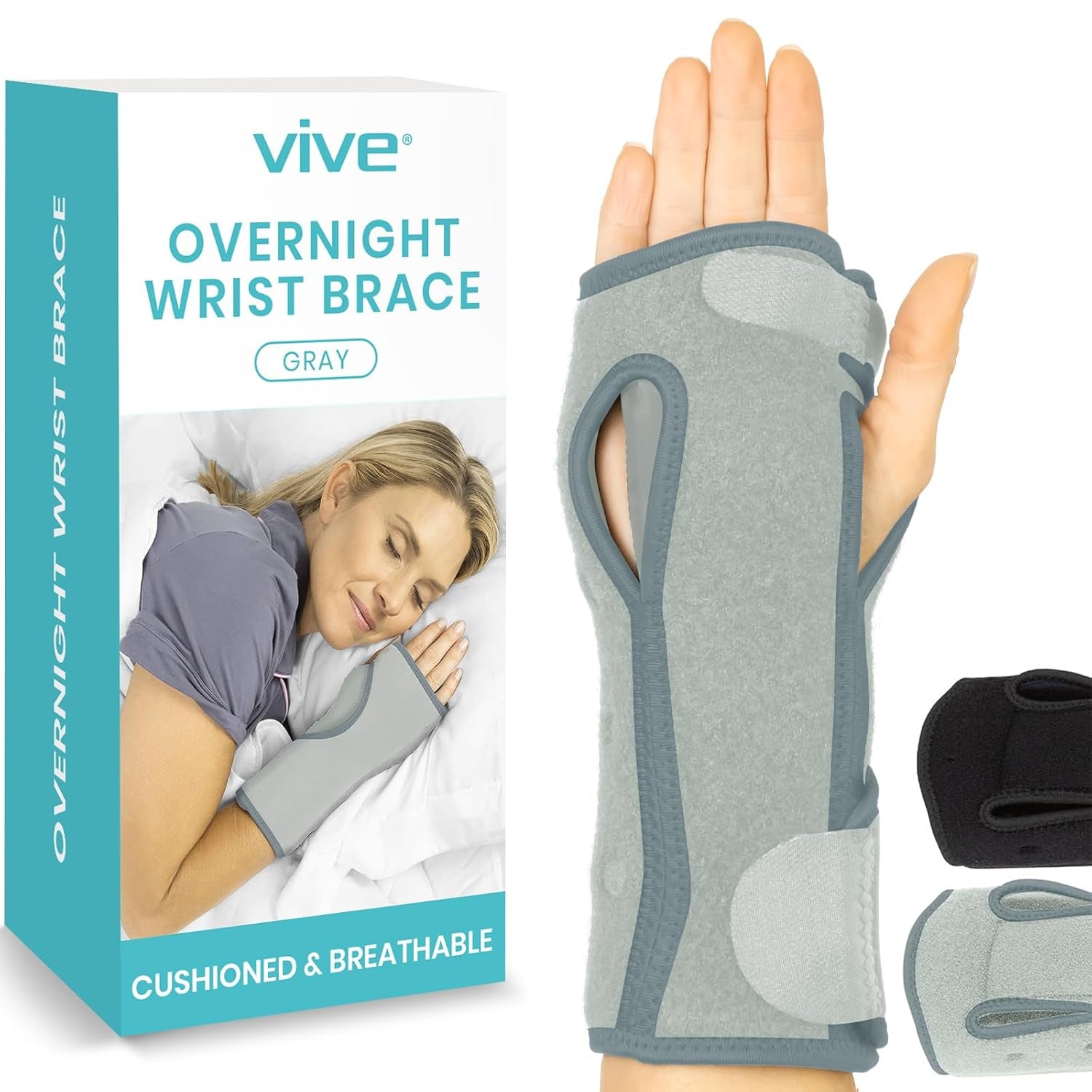 Night Wrist Splint Brace - Left, Right Hand Sleep Support Wrap - Breathable & Lightweight Cushion Compression Arm Stabilizer for Carpal Tunnel, Men, Women, Kids, Tendonitis, Sports Pain