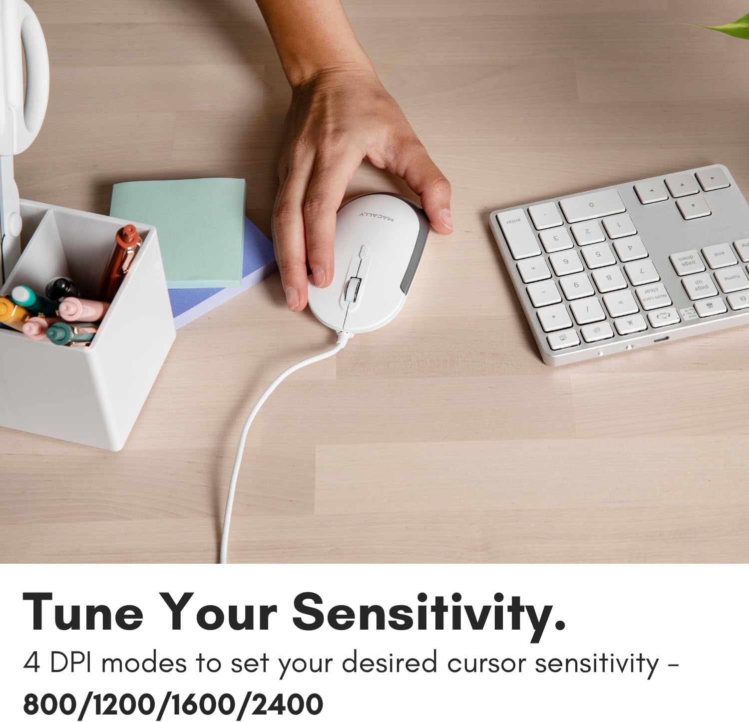 Wired USB C Mouse for Mac & Windows - 3 Button & Scroll Wheel USB Type C Mouse - Comfortable Ambidextrous Design - Compact Wired Mouse with Optical Sensor & DPI Switch 800/1200/1600/2400