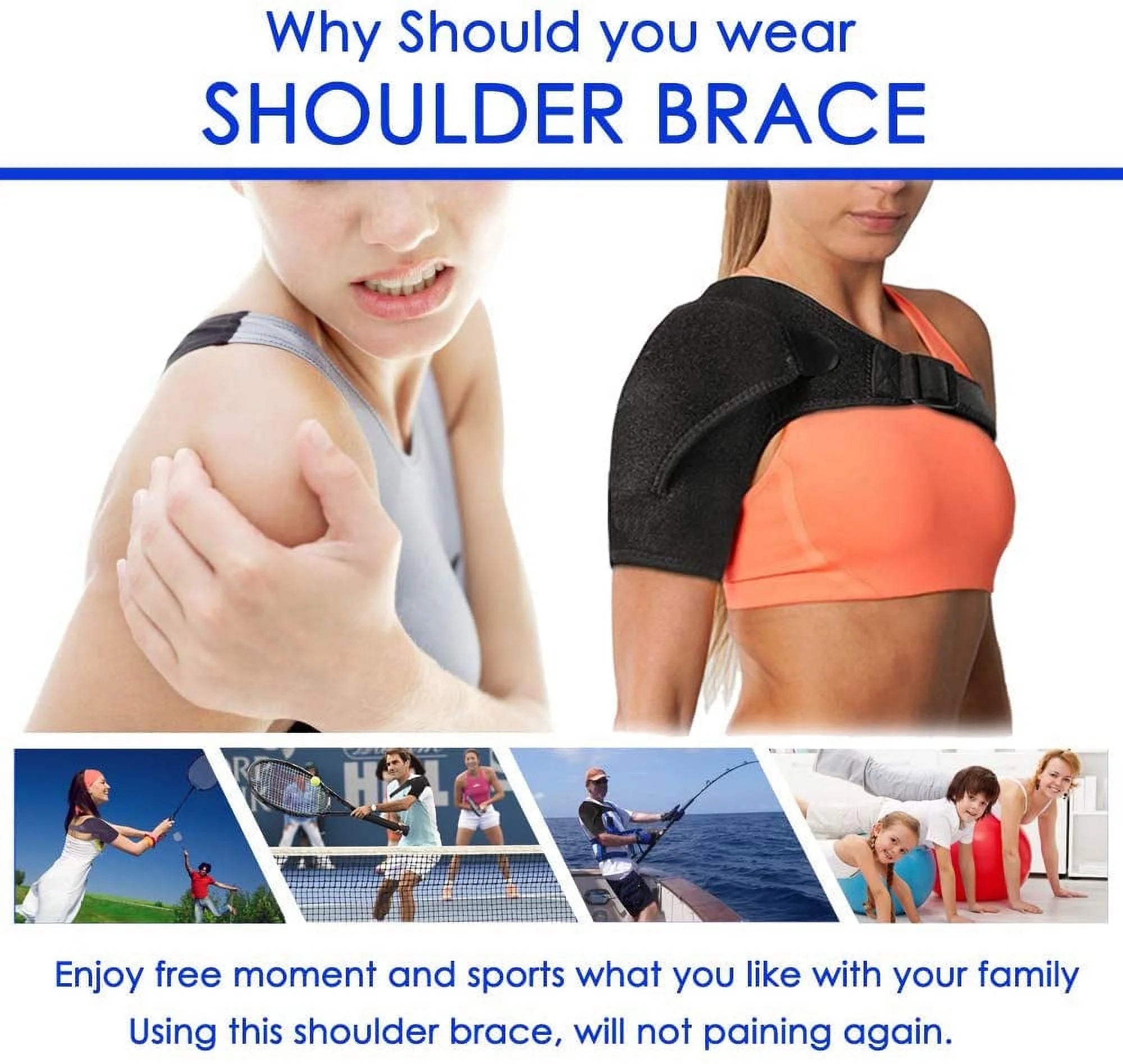 Shoulder Brace for Torn Rotator Cuff, AC Joint Pain Relief - Arm Immobilizer Wrap,Recovery Shoulder Brace, Ice Pack Pocket, Stability Strap, Recovery Shoulder Brace, Ice Pack Pocket, Stability Strap