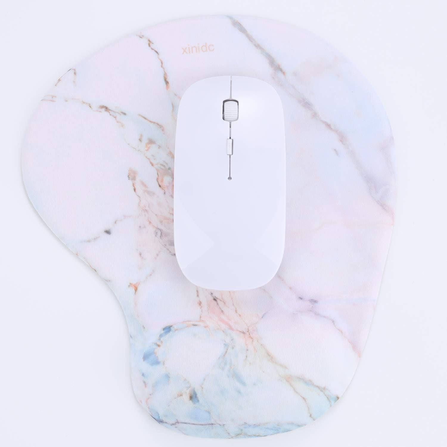 Ergonomic Computer Mouse Pad with Wrist Rest Support, Pain Relief Mouse Pad with Non-Slip PU Base for Home Office Working Studying (Colorful Marble)