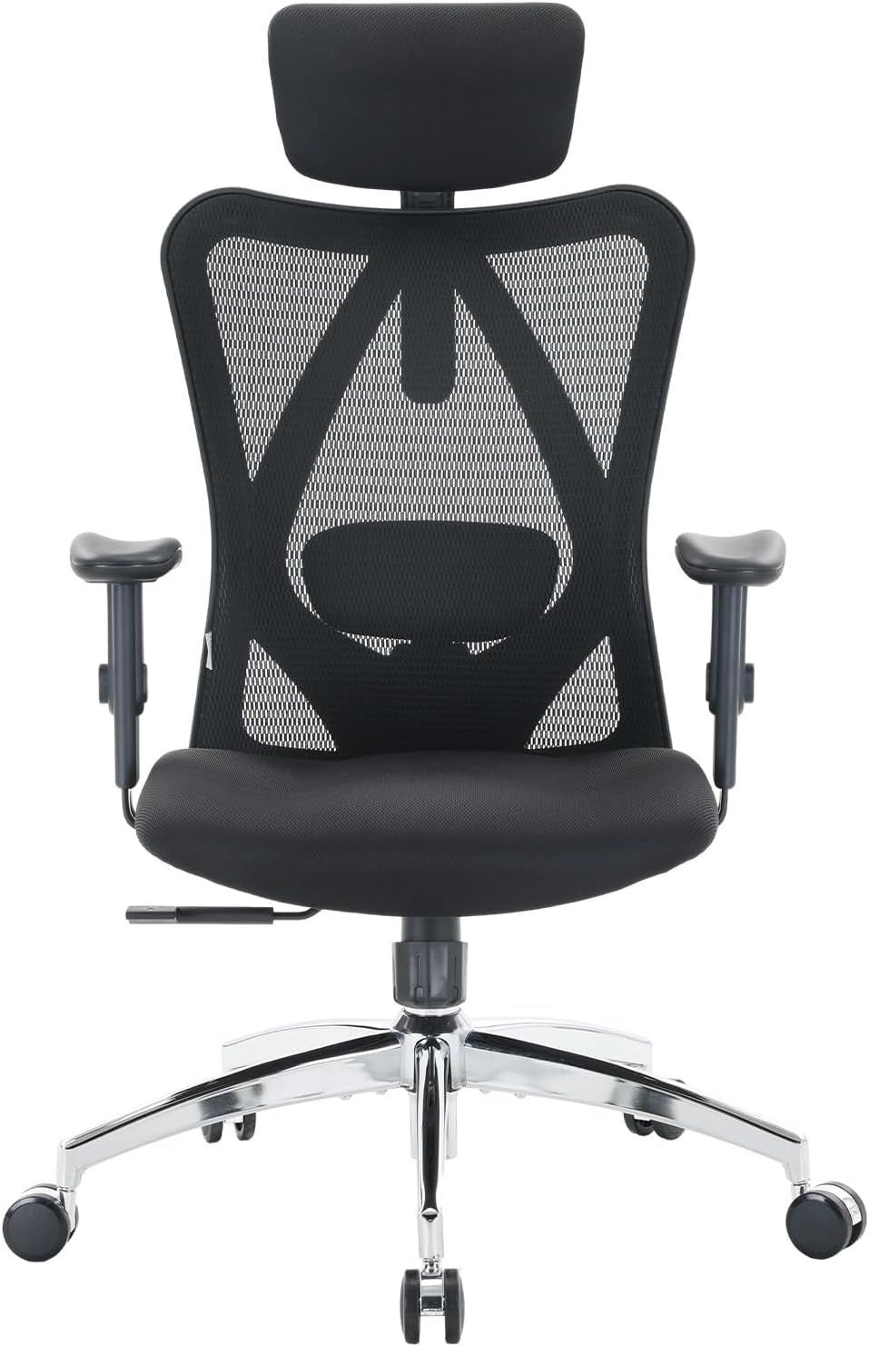 M18 Ergonomic Office Chair for Big and Tall People Adjustable Headrest with 2D Armrest Lumbar Support and PU Wheels Swivel Tilt Function Black