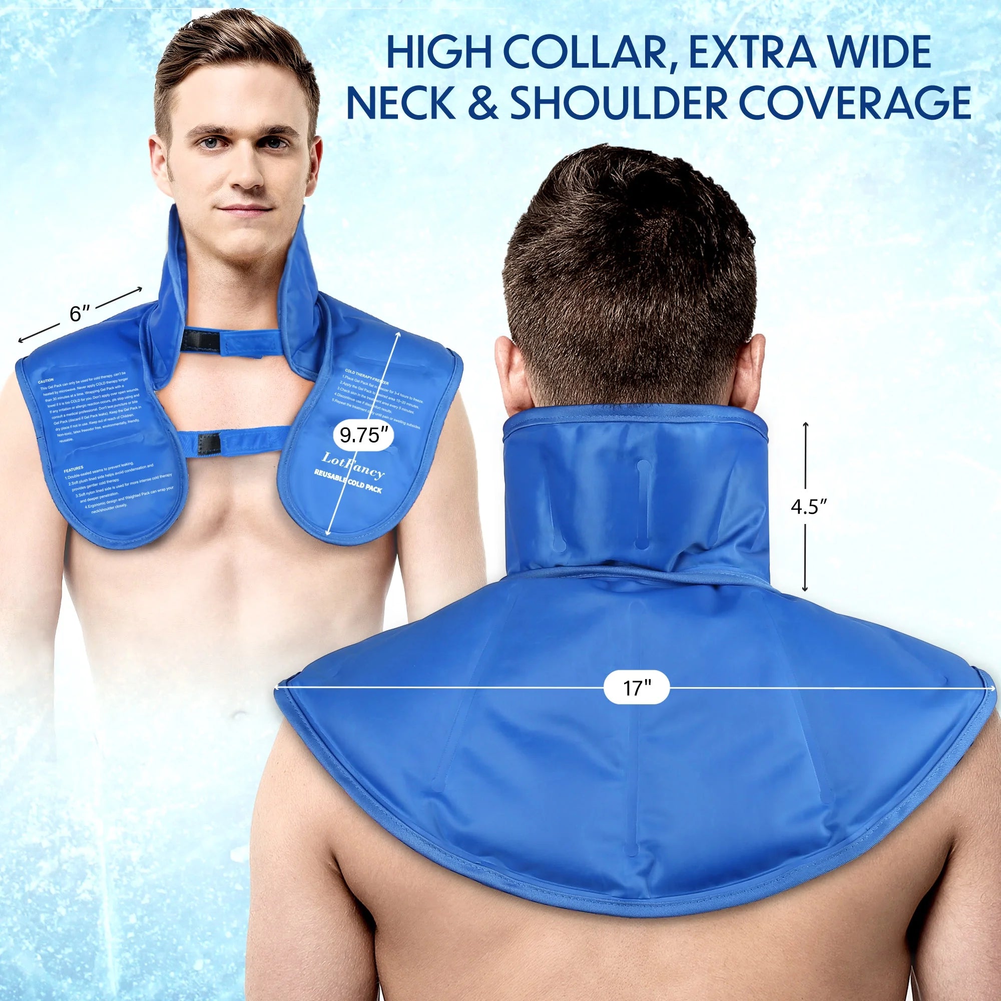 Ice Pack for Neck Shoulder, Reusable Cold Compress Therapy for Injuries, Swelling, Strains
