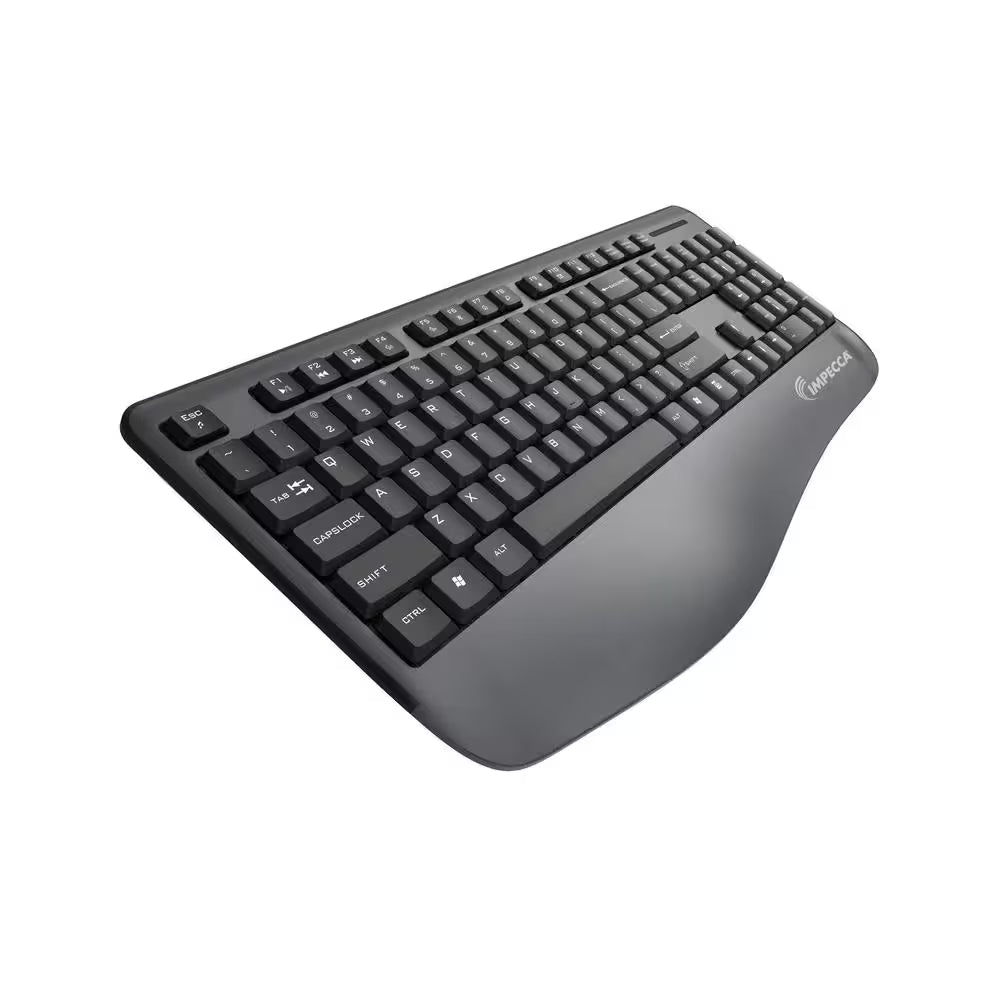 Wireless Keyboard and Mouse with Ergonomic Palm-Rest in Black