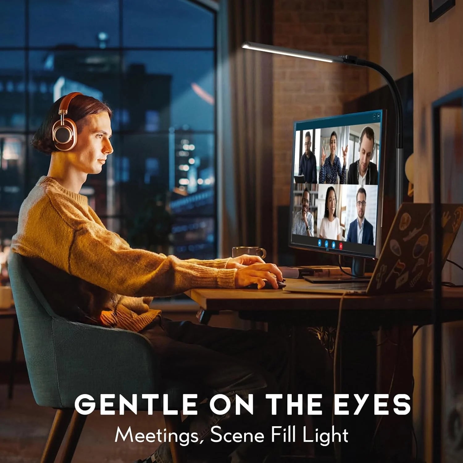 LED Desk Lamp for Home Office, 24W Ultra Wide Double Head Architect Desk Lamp with 25 Lighting Modes, 30.7'' Adjustable Gooseneck Monitor Light for Work Office, Gray