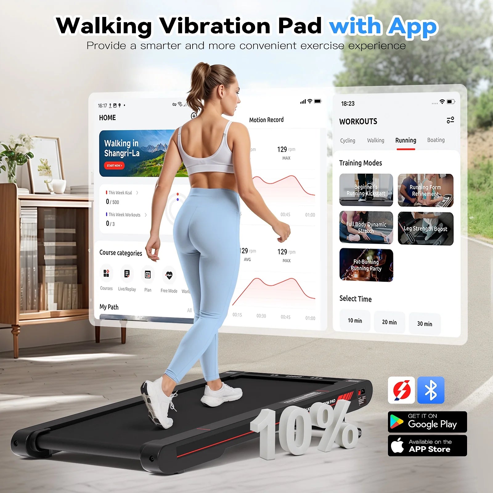 Walking Vibration Pad with Manual Incline Remote/App Comtrol,Under Desk Treadmill for Home