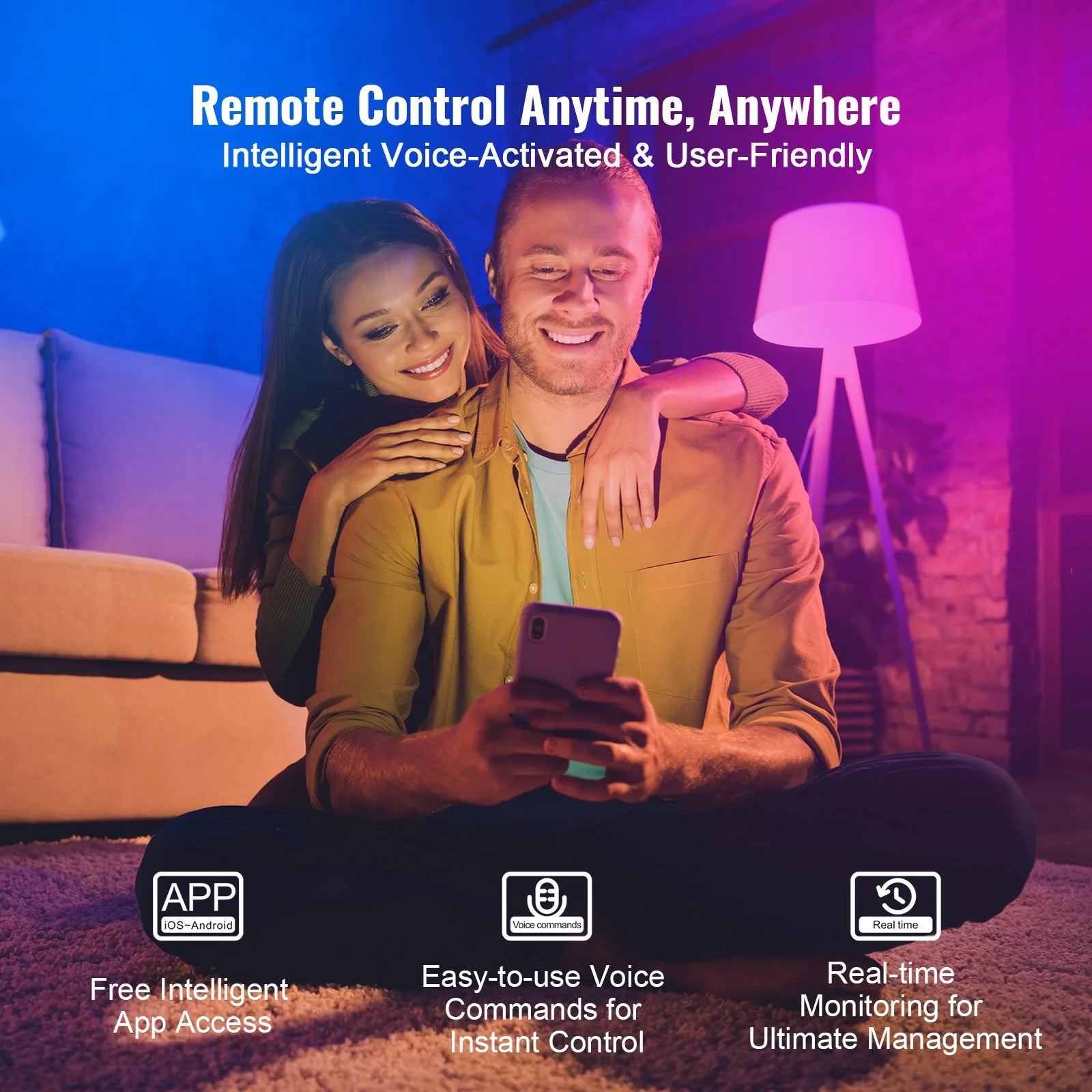 VEVOR Smart Light Bulbs, 4-Pack, 9W Multicolor LED Bulbs, 800 Lumens with Smart Control Compatibility for Vera, Google Assistant, Amazon Alexa, Ios, Android, RGB Color Changing