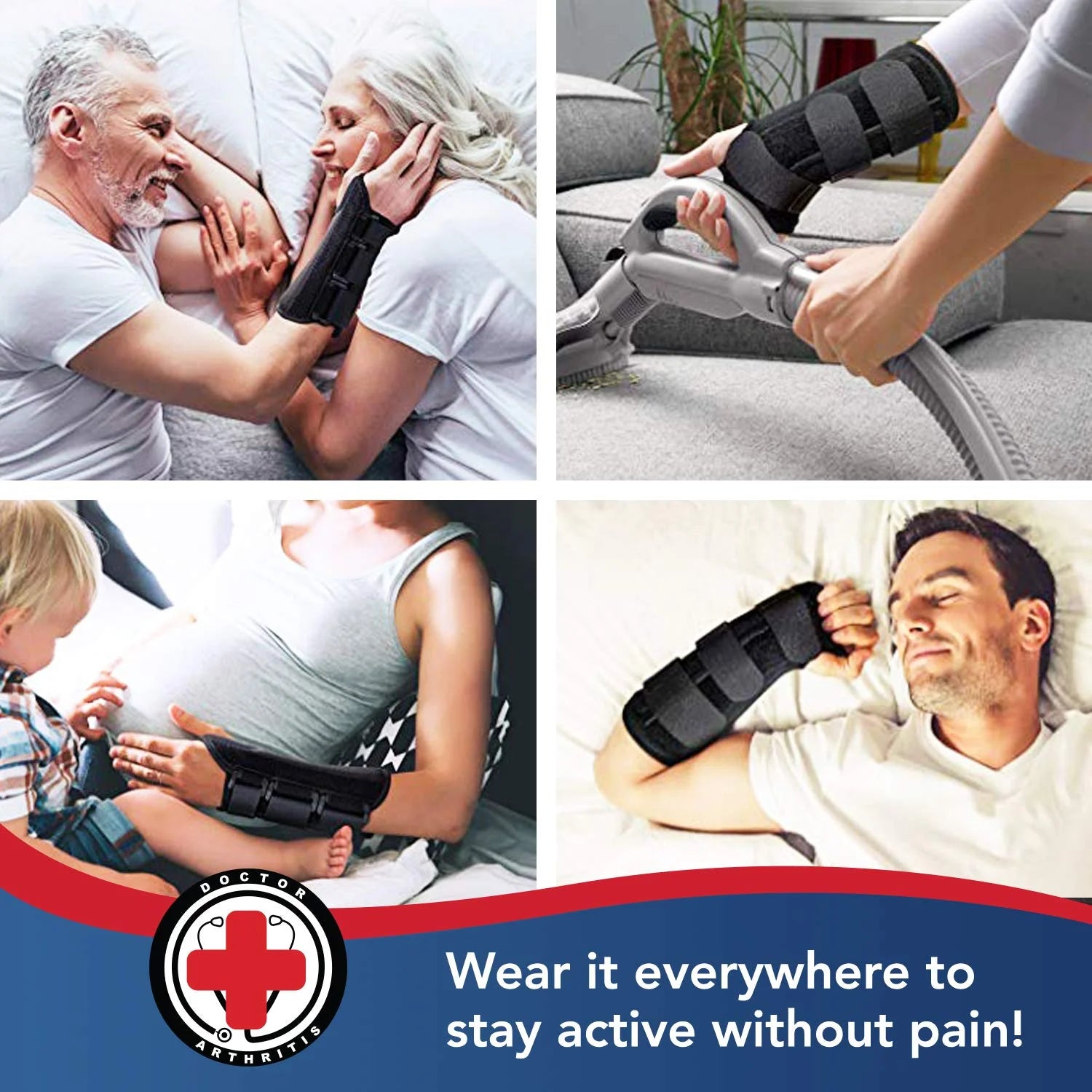 Wrist Wrap – Doctor-Developed Adjustable Support with FDA Device & Handbook (Left Hand)