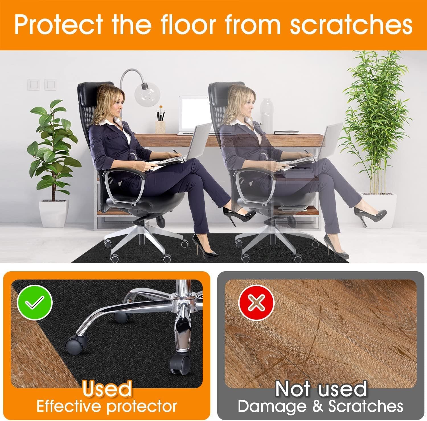 Protective Mat for Tile Hardwood Floor Rolling Desk Chair Gaming No Slip Office