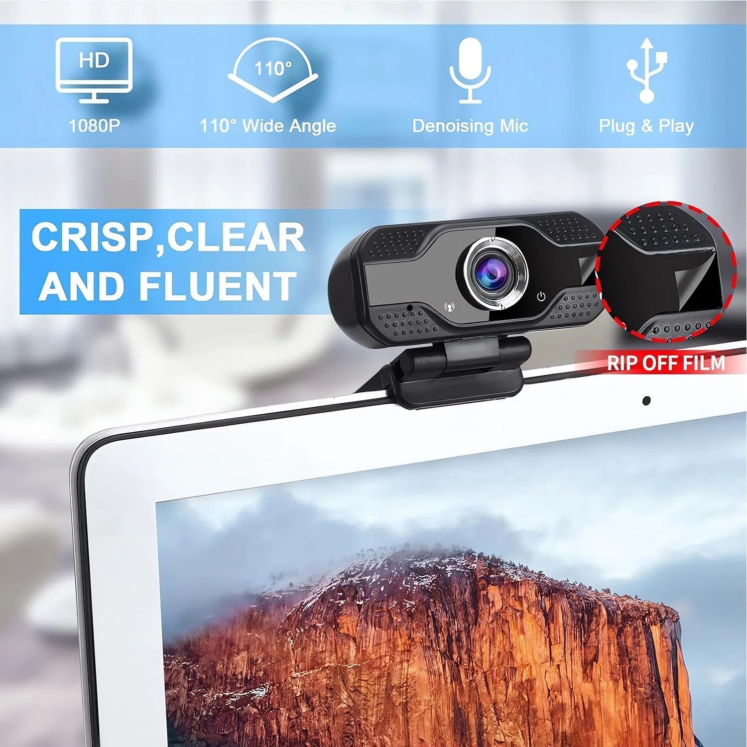 Webcam with Microphone for Desktop,1080P HD USB Webcam for PC Desktop & Laptop,With Privacy Cover&Webcam Tripod, Plug and Play,For Conferencing and Video Calling