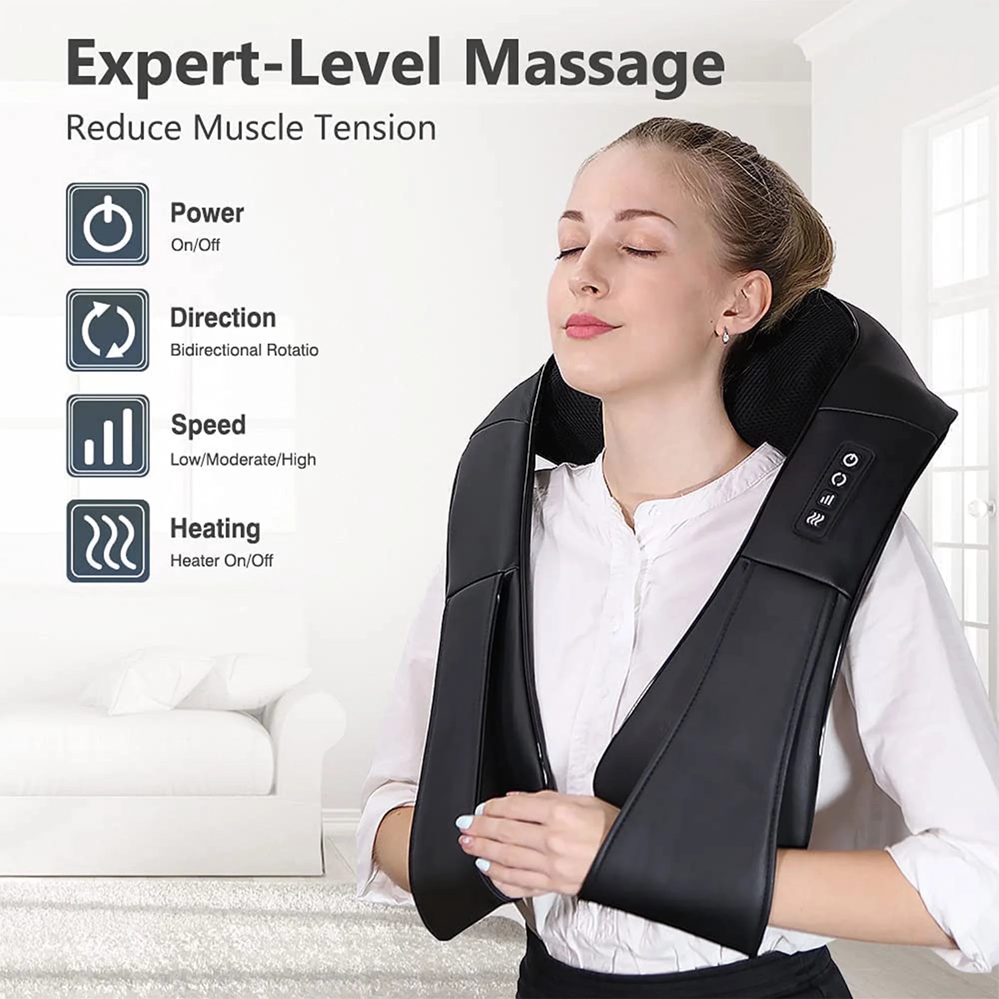 Back and Neck Massager with Heat, Shiatsu Massager Deep Tissue Kneading Massage for Muscle Relax, Office Car Home Use