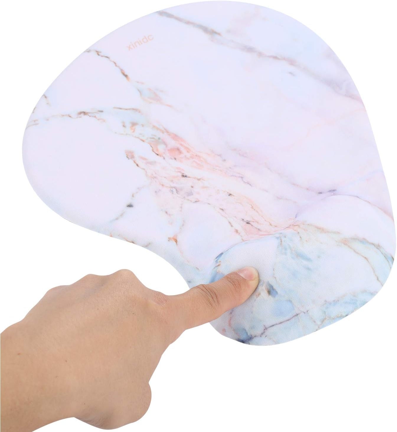 Ergonomic Computer Mouse Pad with Wrist Rest Support, Pain Relief Mouse Pad with Non-Slip PU Base for Home Office Working Studying (Colorful Marble)