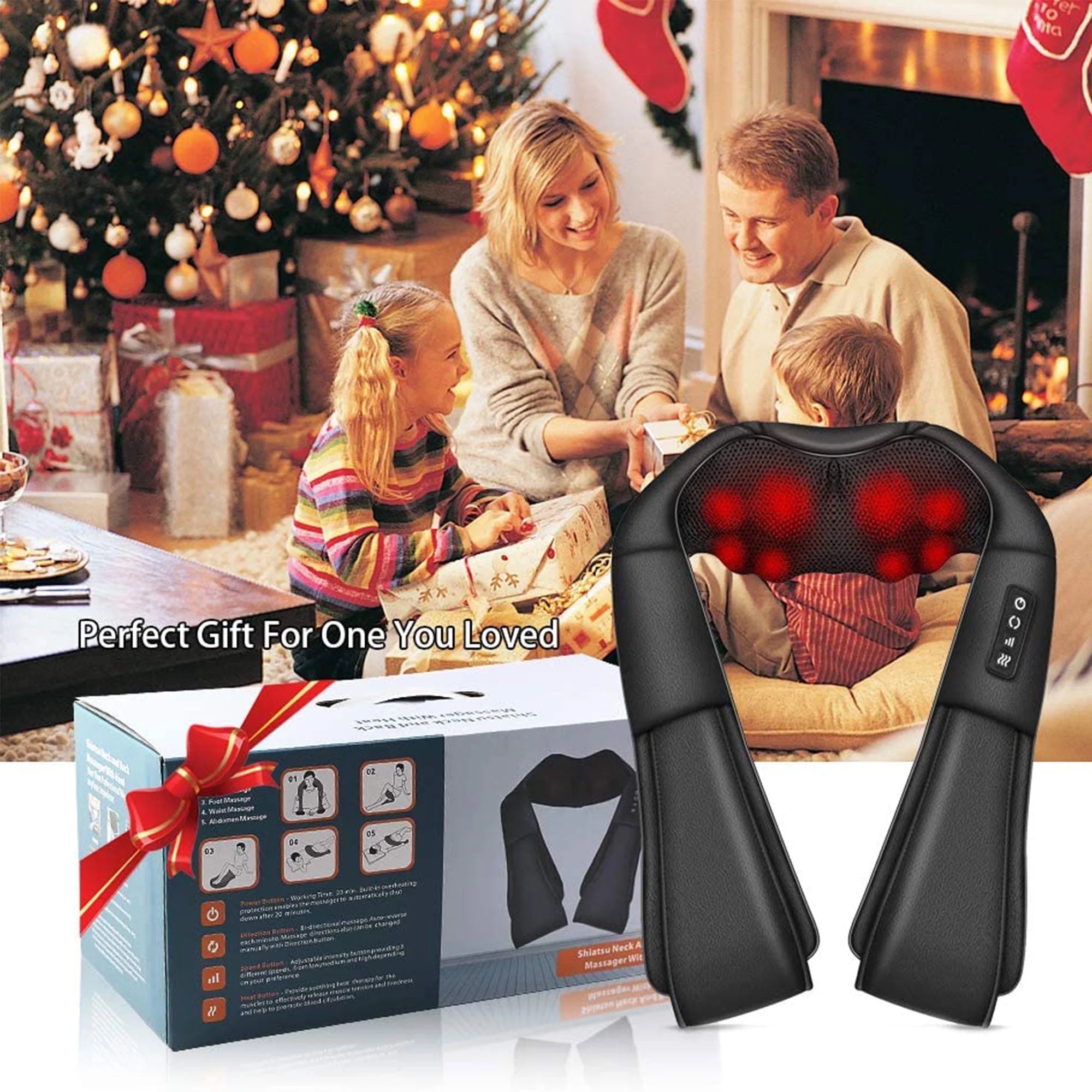 Back and Neck Massager with Heat, Shiatsu Massager Deep Tissue Kneading Massage for Muscle Relax, Office Car Home Use