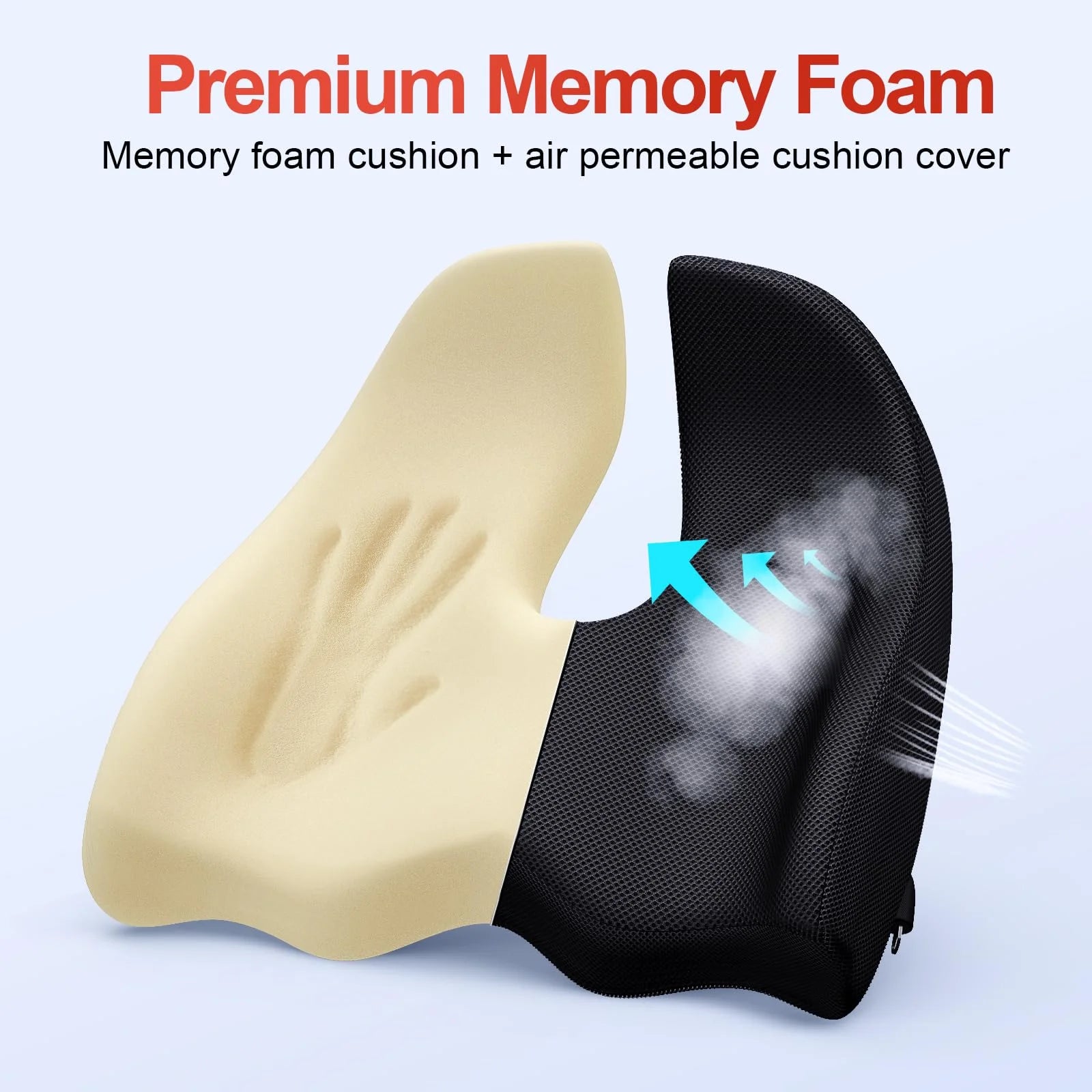 Seat Cushion, X Large Office Chair Cushion for Sciatica & Tailbone Pain Relief, Memory Foam Pad Pillow for Office Desk, Car Seat, Wheelchair