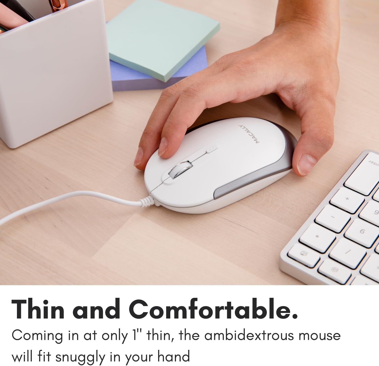 Wired USB C Mouse for Mac & Windows - 3 Button & Scroll Wheel USB Type C Mouse - Comfortable Ambidextrous Design - Compact Wired Mouse with Optical Sensor & DPI Switch 800/1200/1600/2400